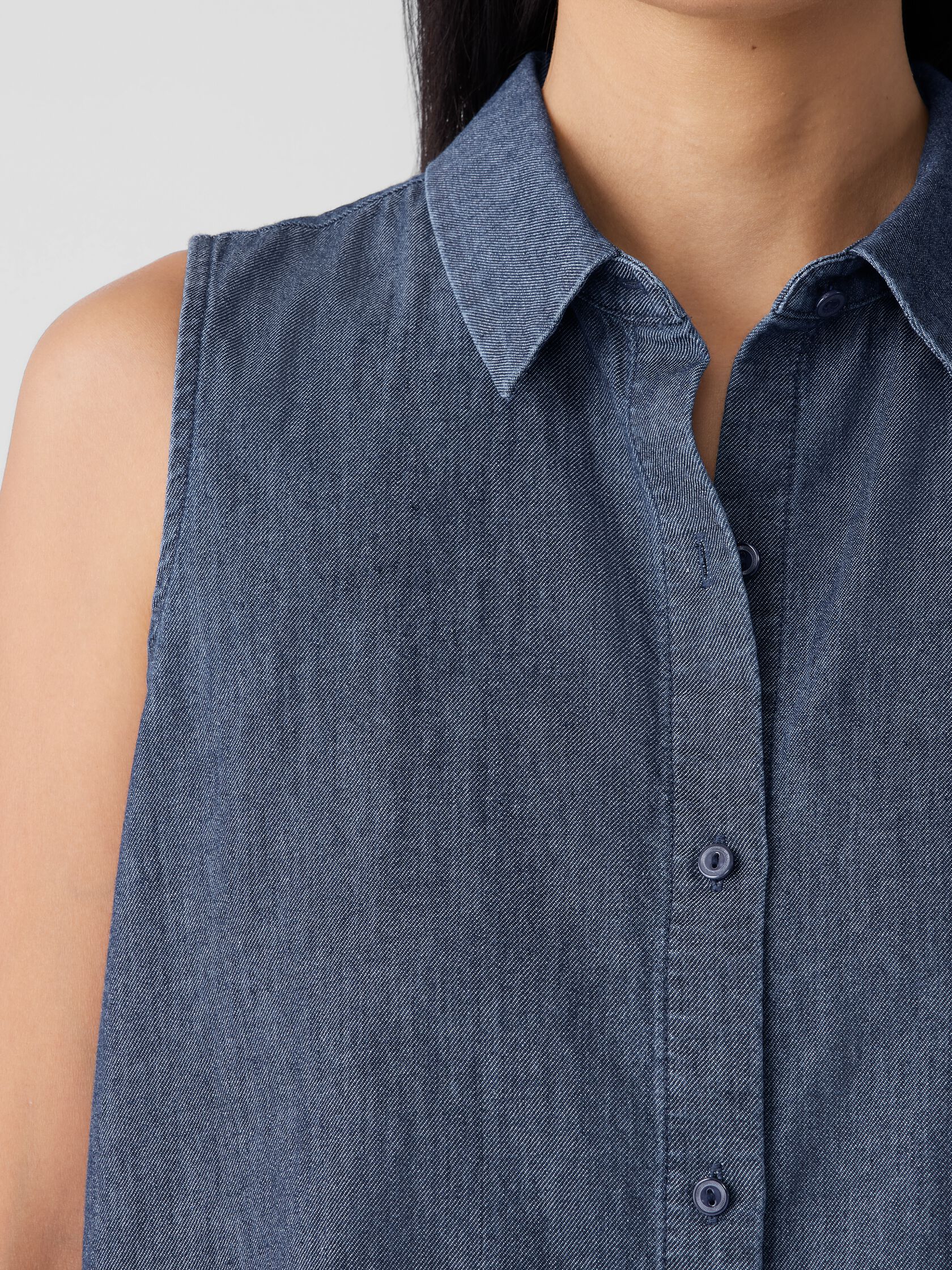 Airy Organic Cotton Twill Sleeveless Shirt