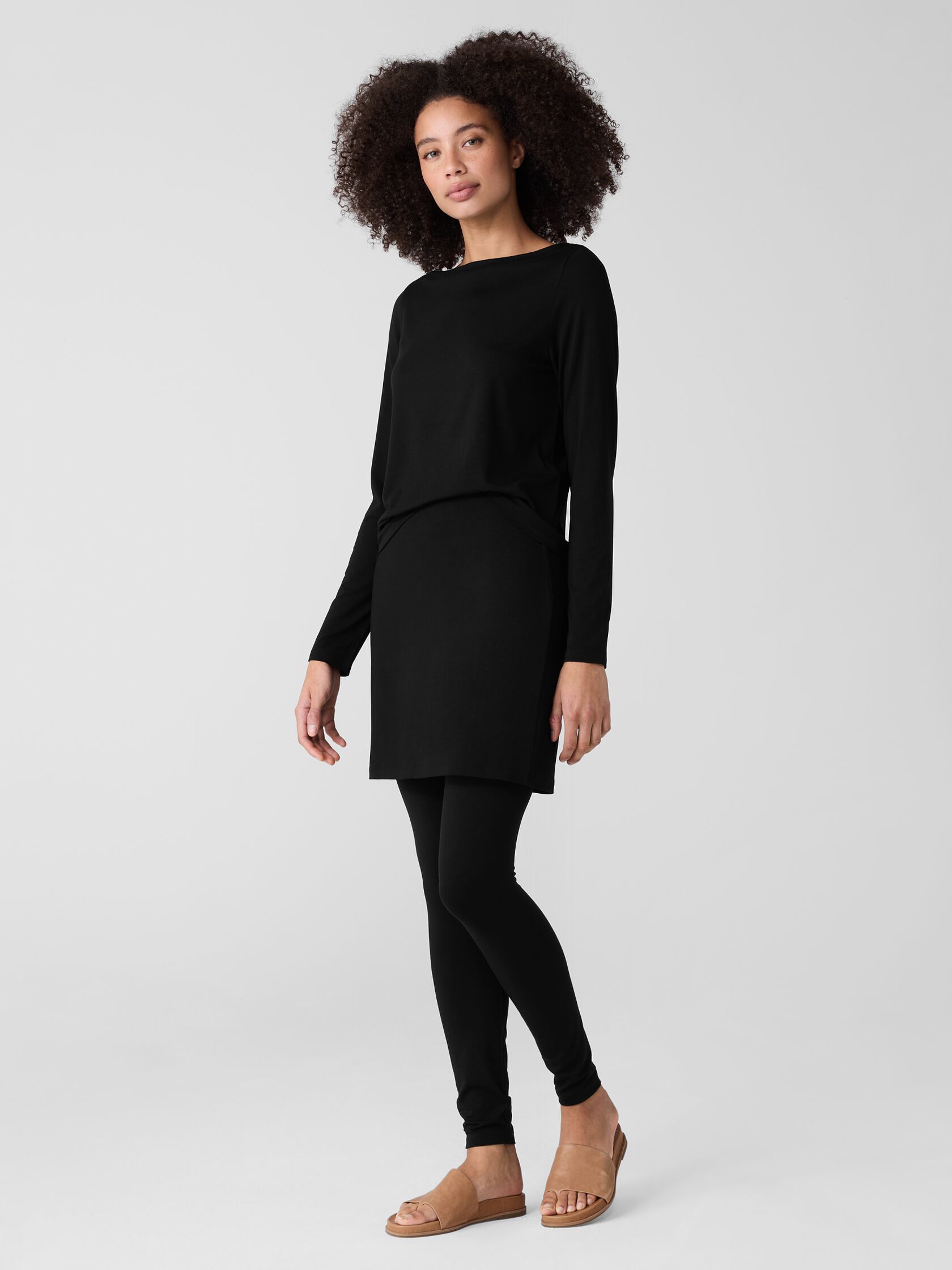 Fine Stretch Jersey Knit Bateau Neck Top