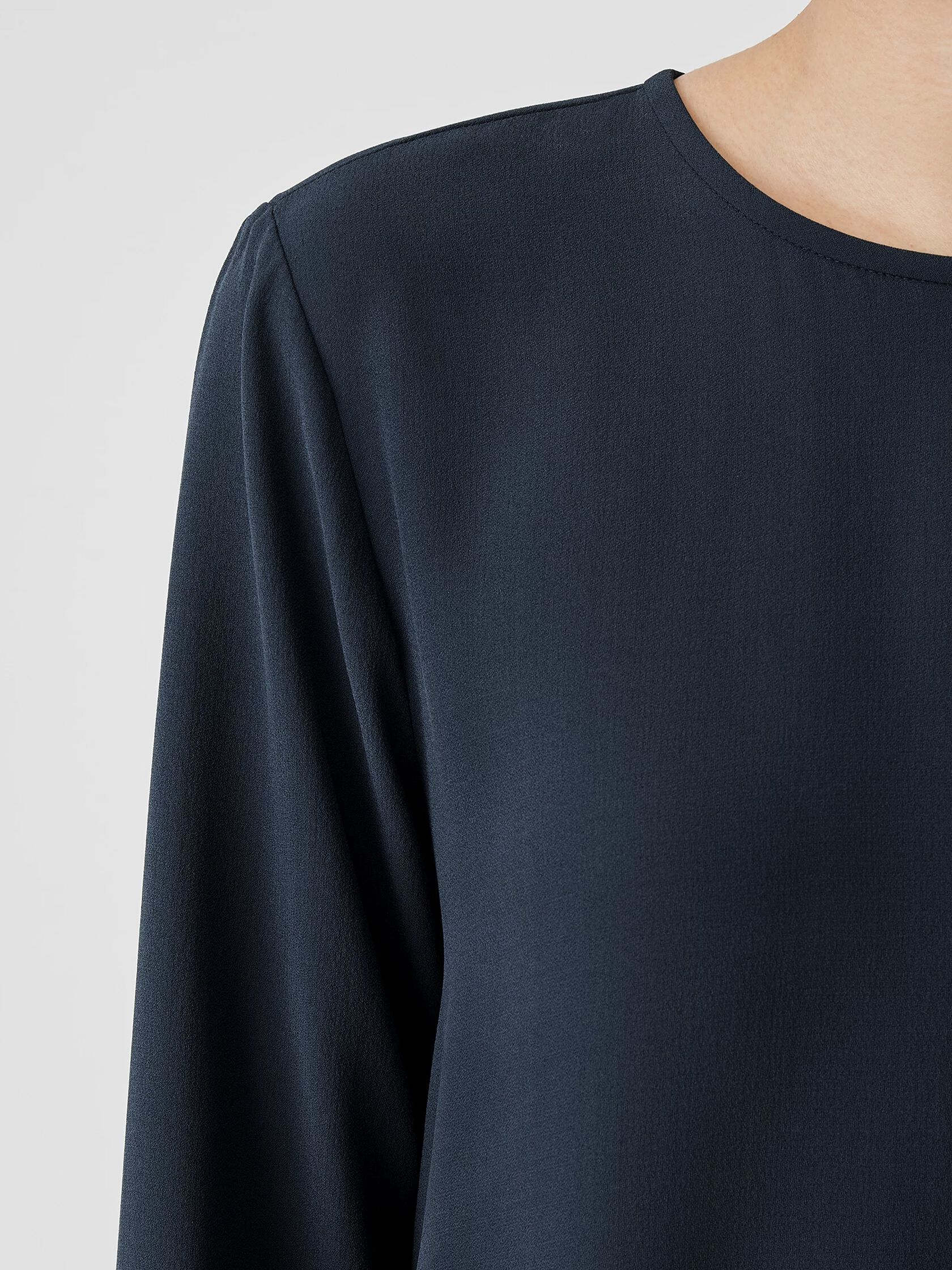 Silk Georgette Crepe Round Neck Top