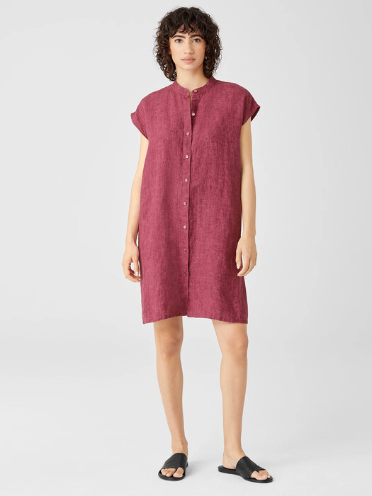 eileen fisher tiered linen dress EILEEN FISHER Washed Organic-Linen Dlav Tiered Tank Dress