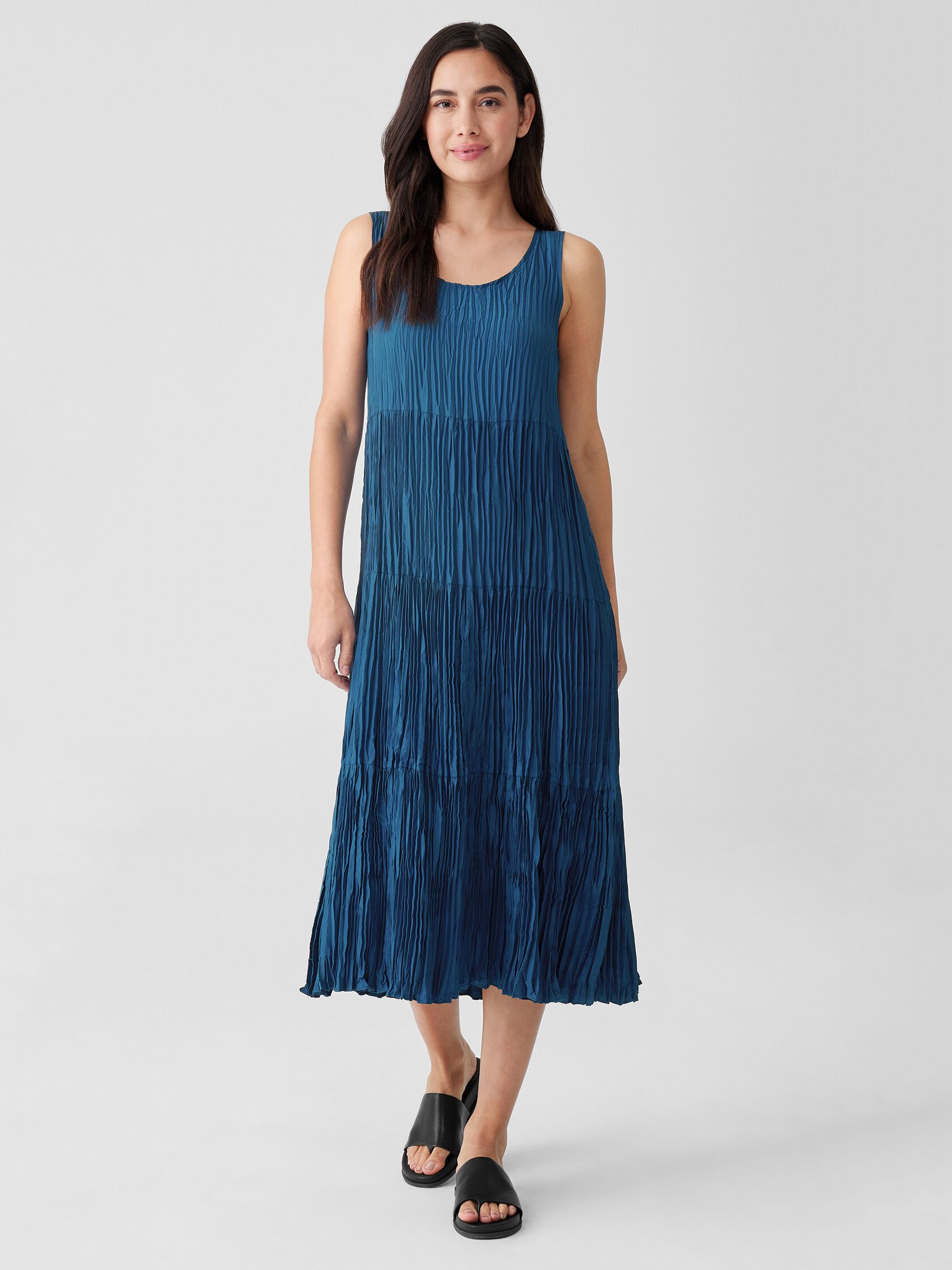 Crushed Silk Tiered Dress