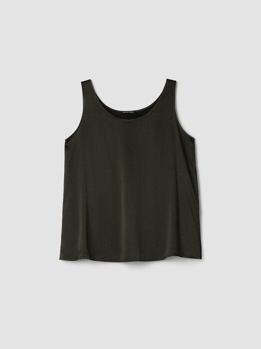 Stretch Silk Charmeuse Scoop Neck Tank