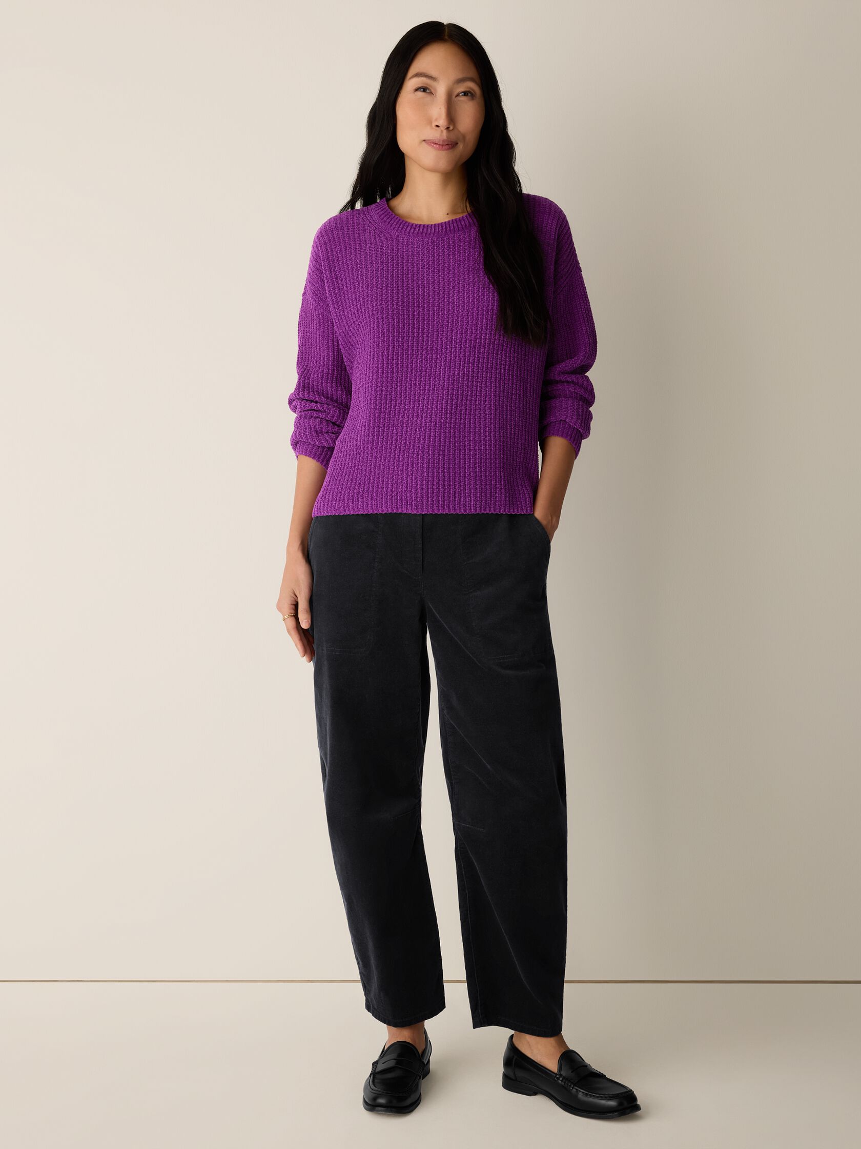 Organic Cotton Chenille Crew Neck Top