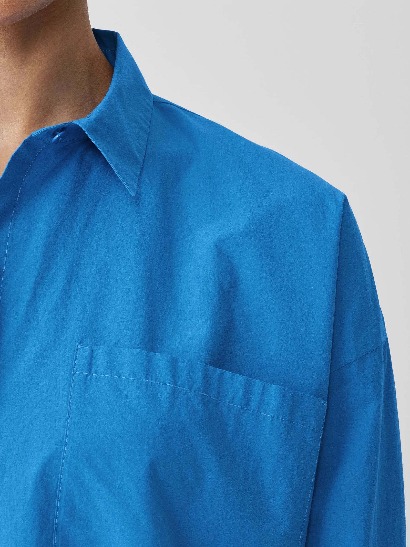 Washed Organic Cotton Poplin Classic Collar Long Shirt