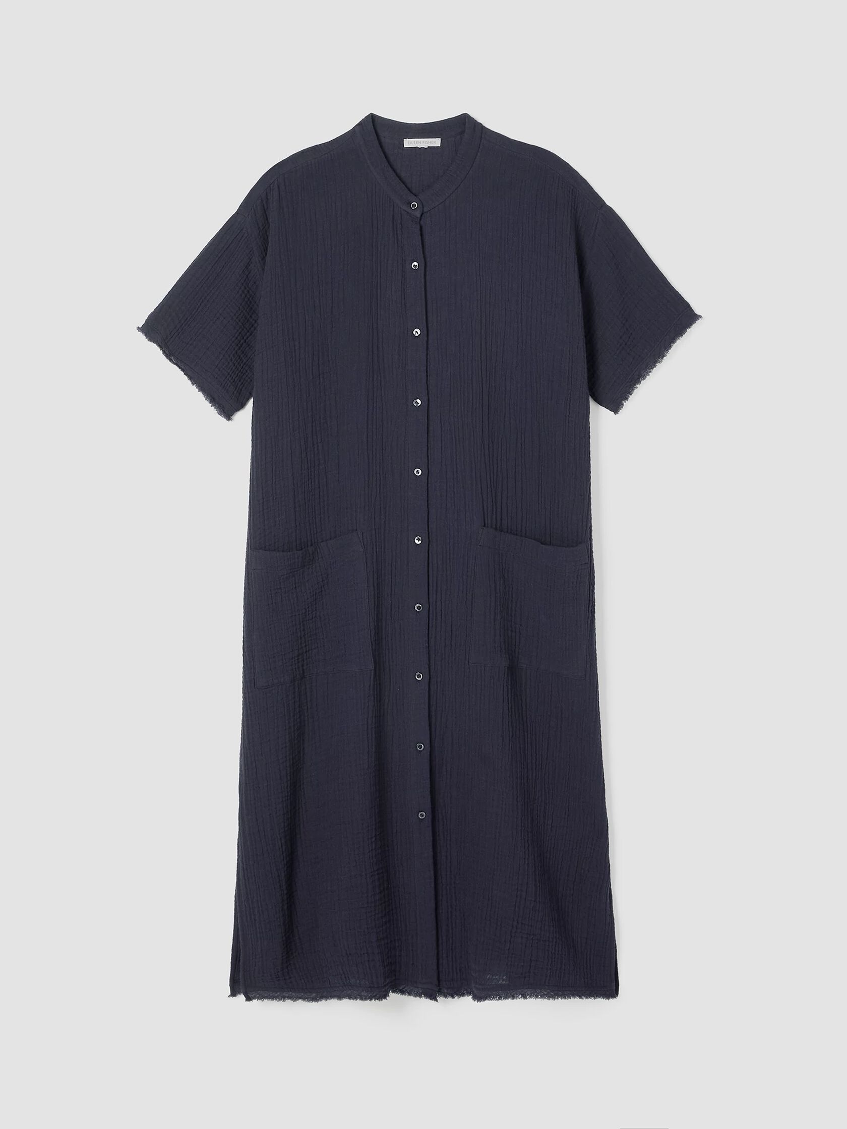 Organic Cotton Gauze Mandarin Collar Dress