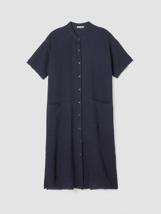 Organic Cotton Gauze Mandarin Collar Dress | EILEEN FISHER Organic Cotton Gauze Mandarin Collar Dress | EILEEN FISHER