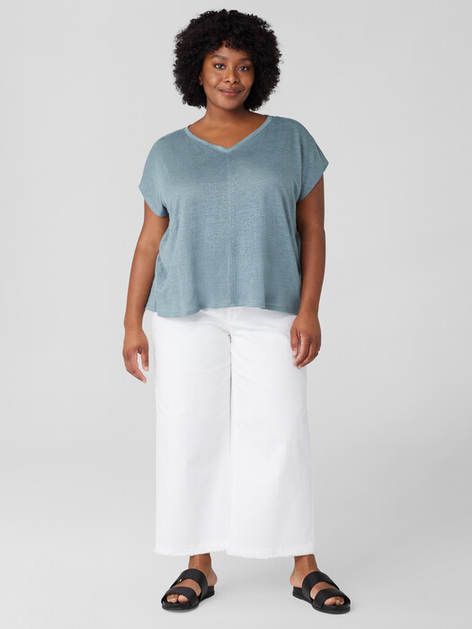 Organic Linen Jersey V-Neck Tee