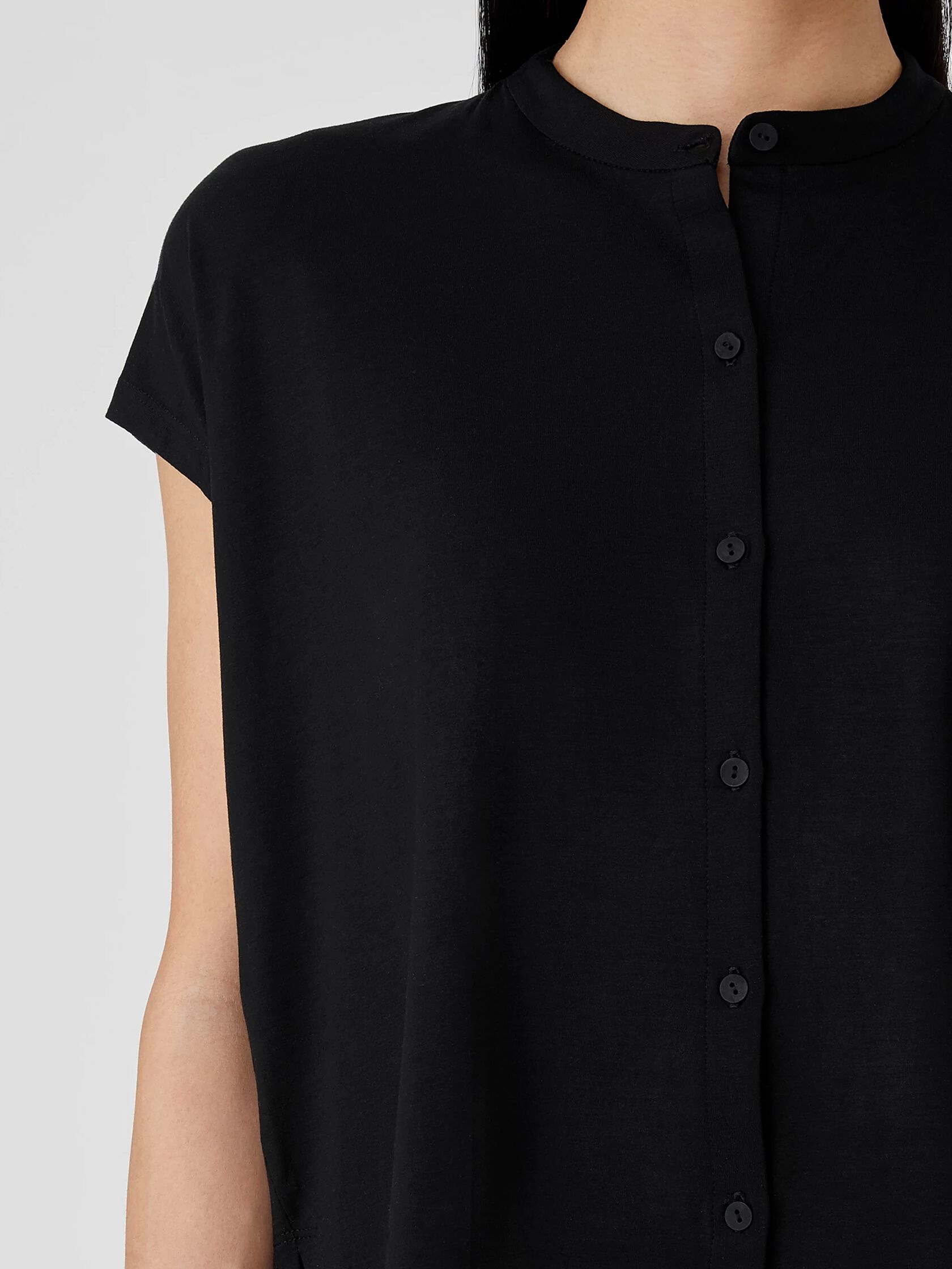 Fine Jersey Mandarin Collar Shirt