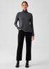 Ribbed Pima Cotton Blend Turtleneck Top