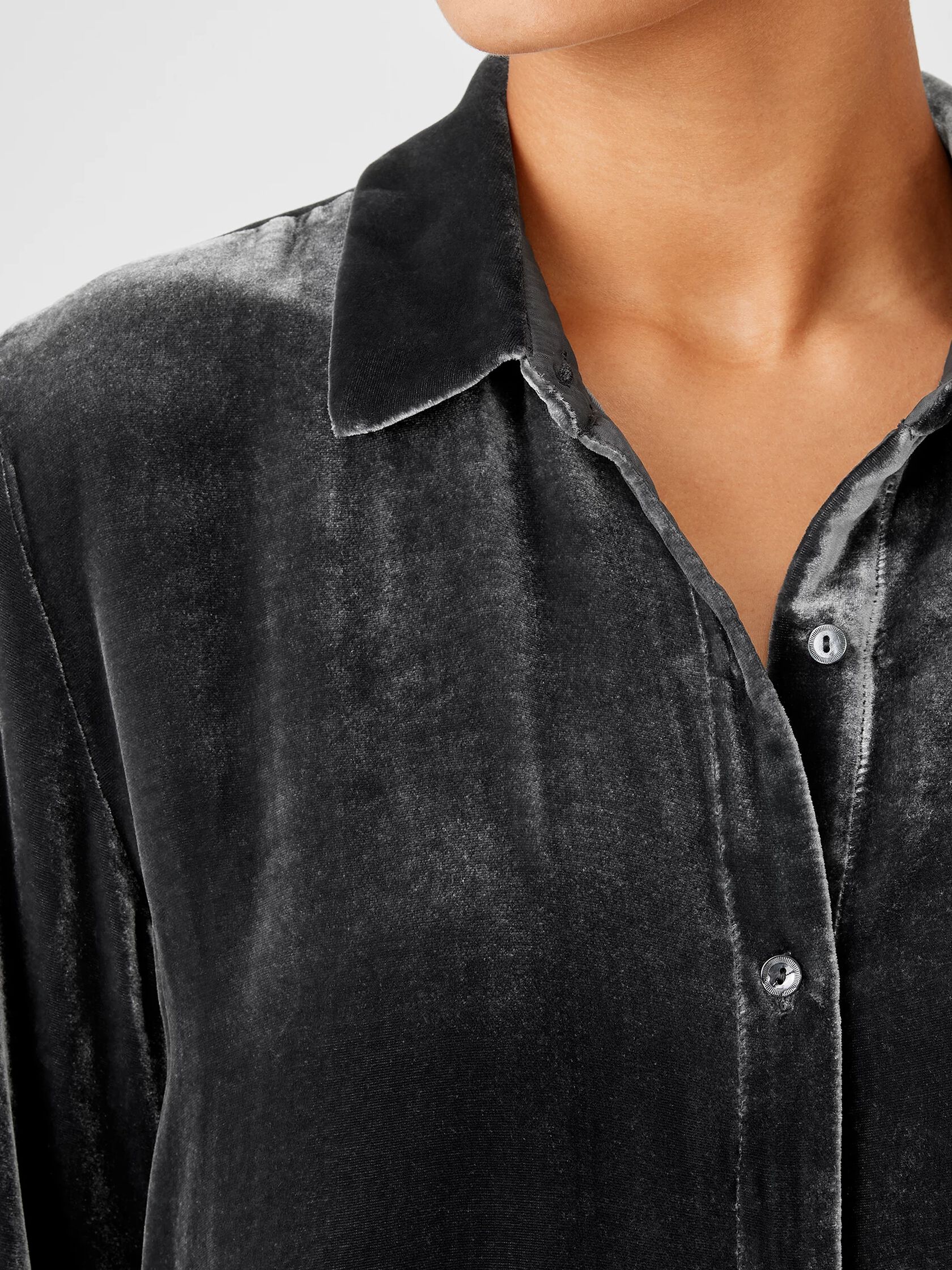 Velvet Classic Collar Long Shirt