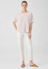 Organic Cotton Slubby Rib Knit Elbow-Sleeve Top