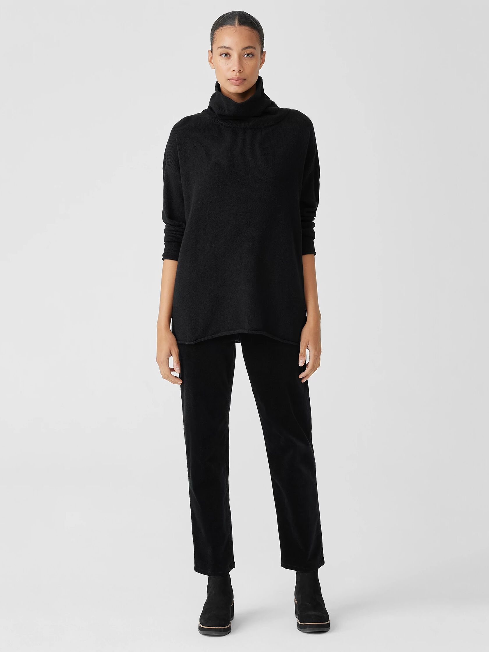 Cotton and Recycled Cashmere Turtleneck Top