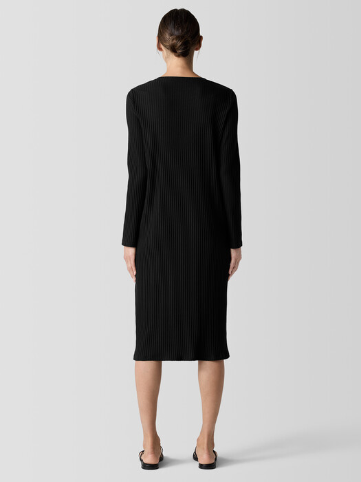 Textured Stretch Rib Crew Neck Dress