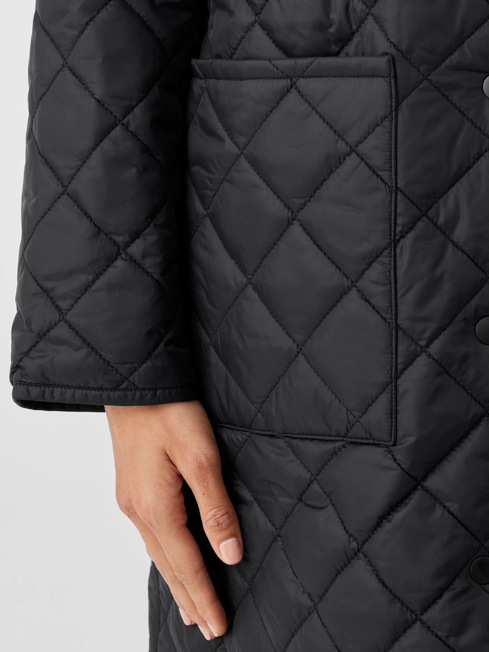 Eggshell Recycled Nylon Round Neck Coat