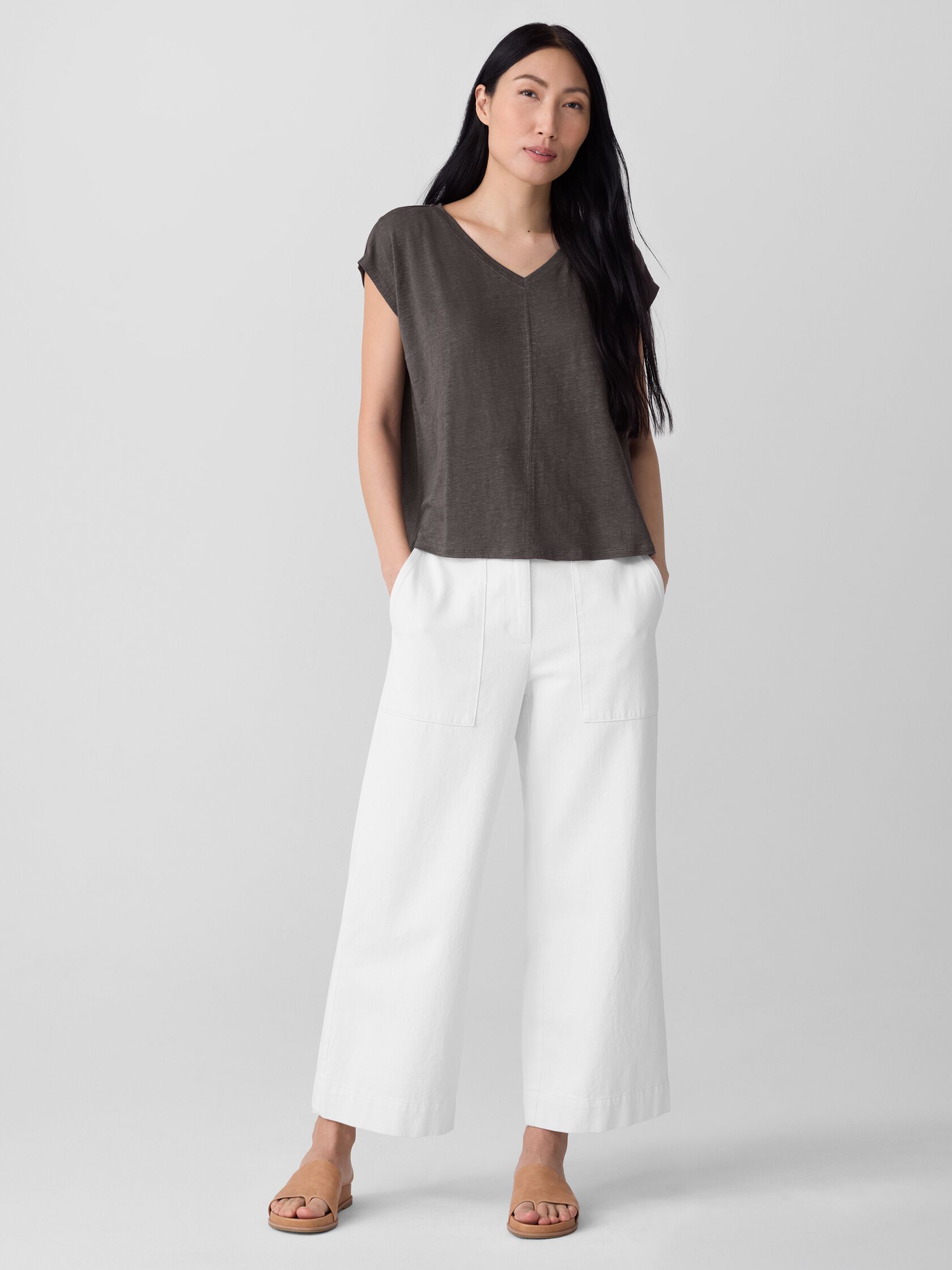 Organic Linen Jersey V-Neck Tee