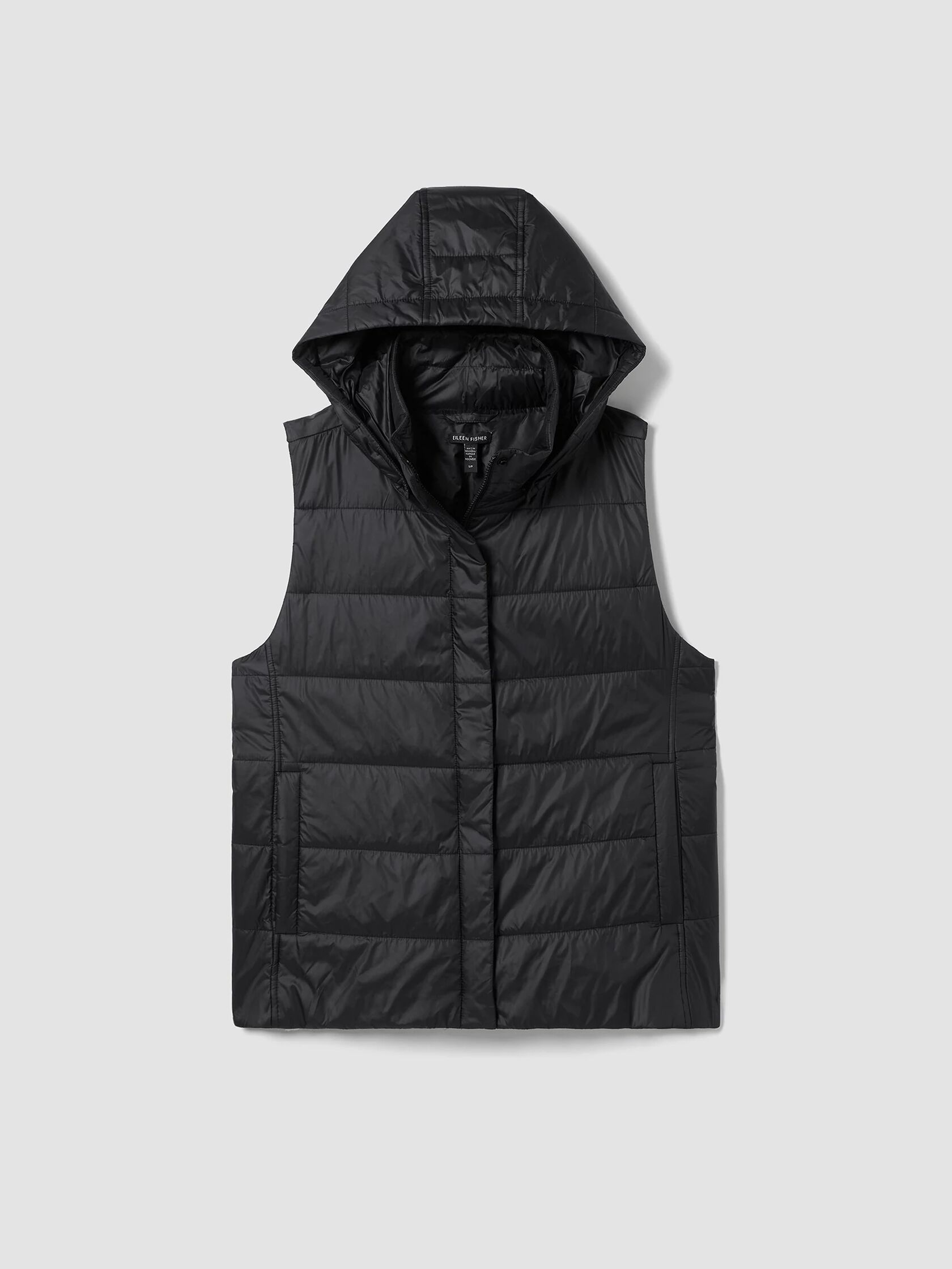 Eggshell Recycled Nylon Vest with Removable Hood | EILEEN FISHER