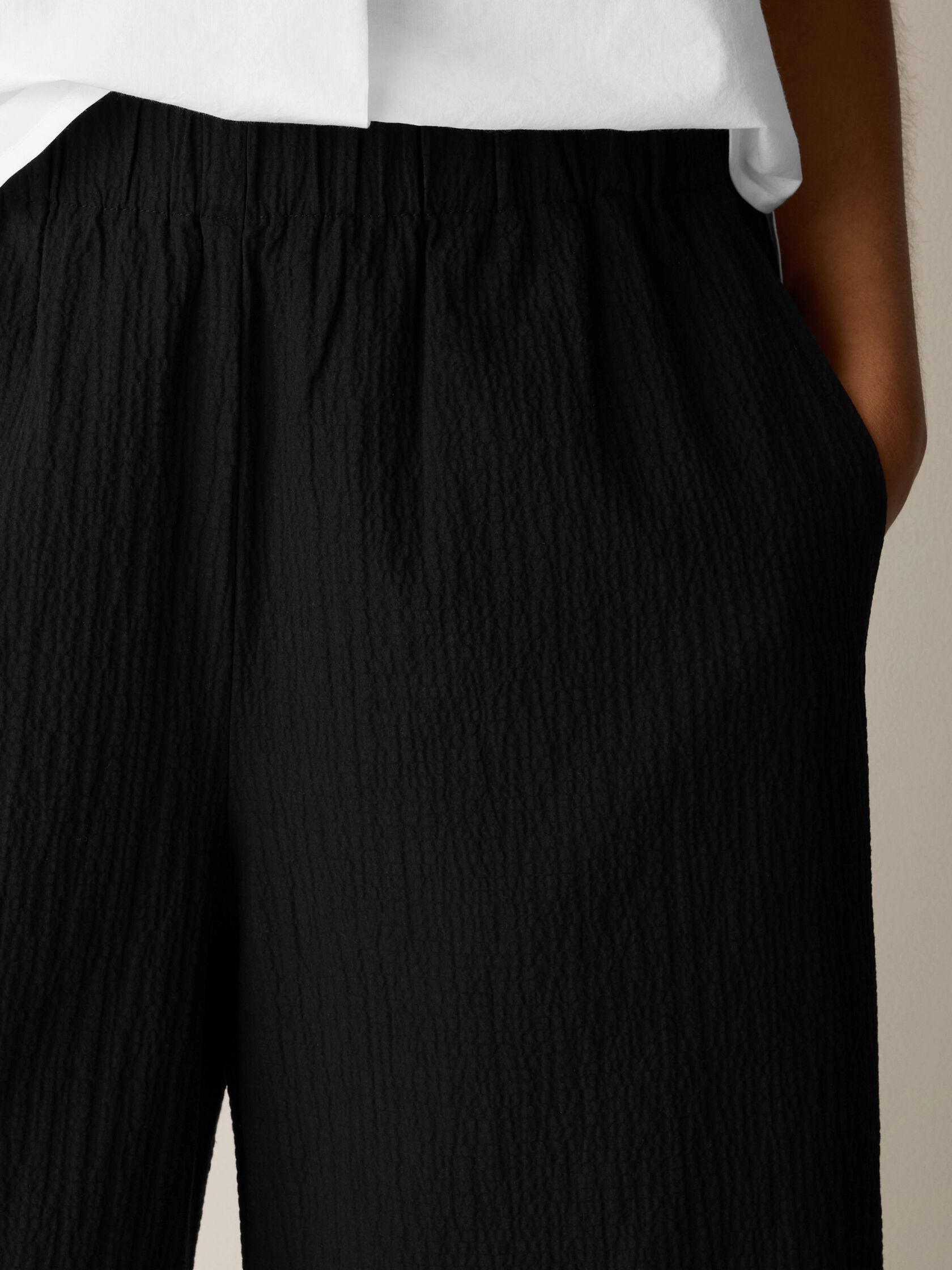 Organic Cotton Pucker Wide-Leg Pant