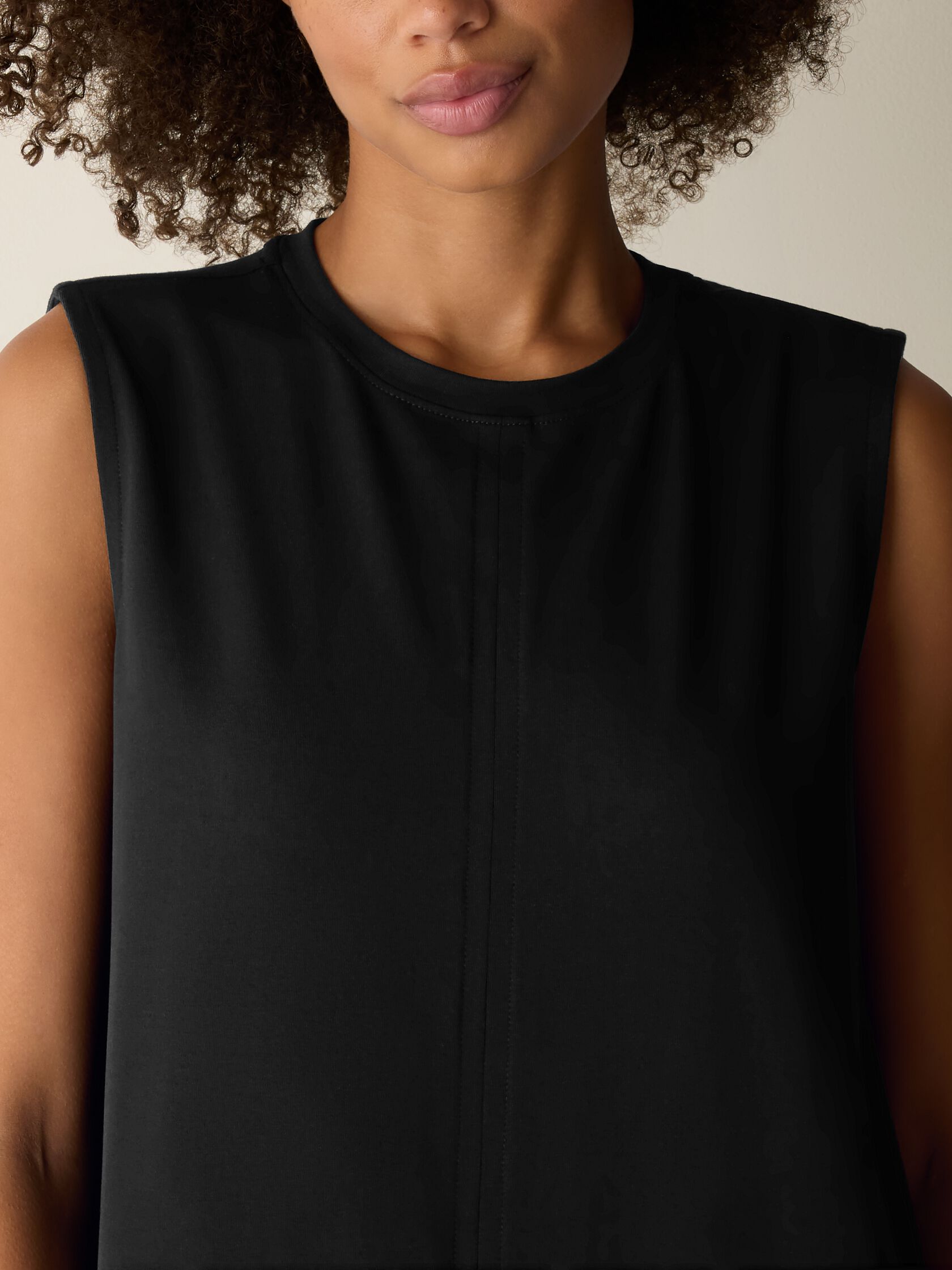 Pima Cotton Stretch Jersey Crew Neck Dress