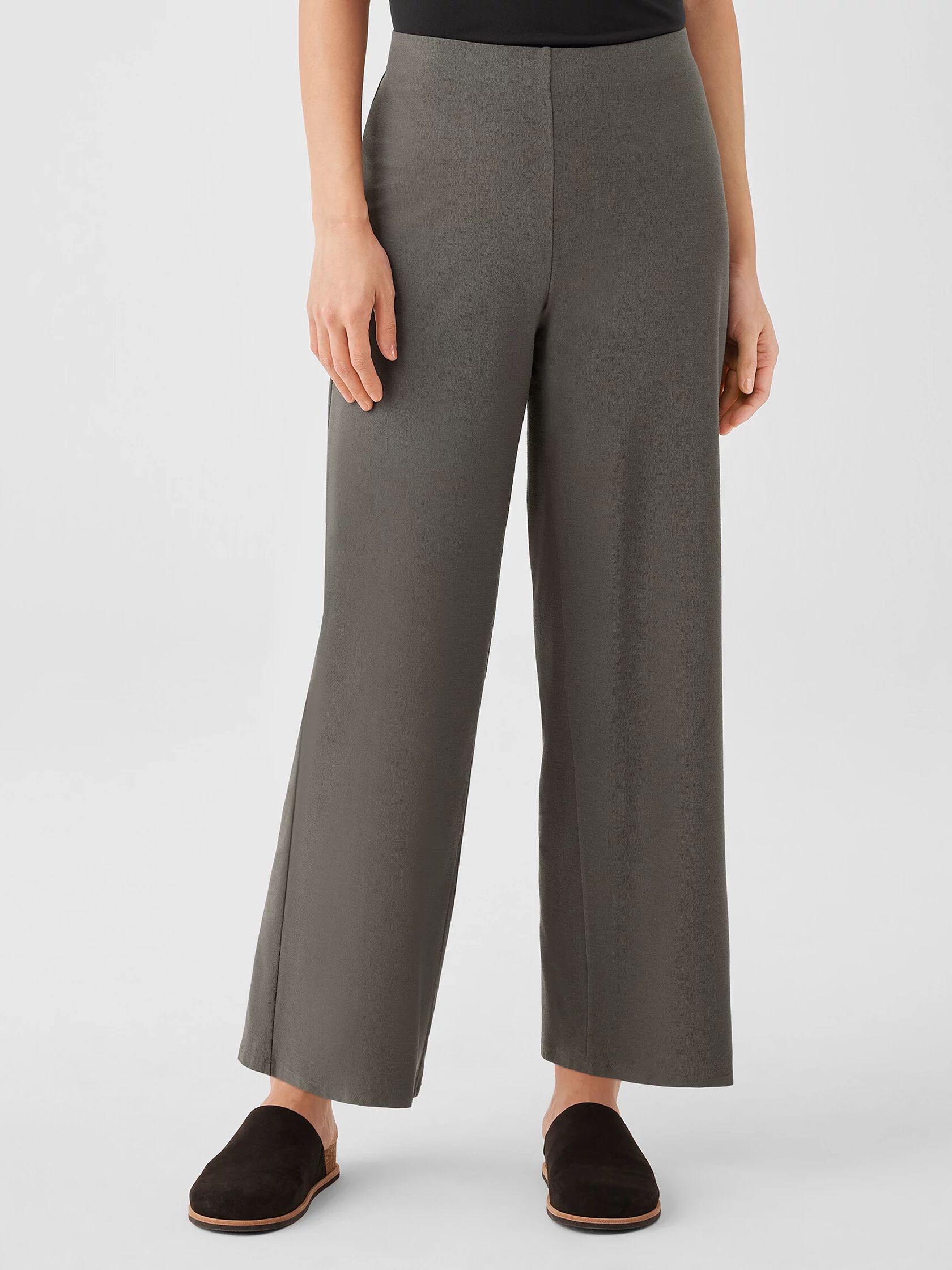 Washable Stretch Crepe Wide-Leg Pant