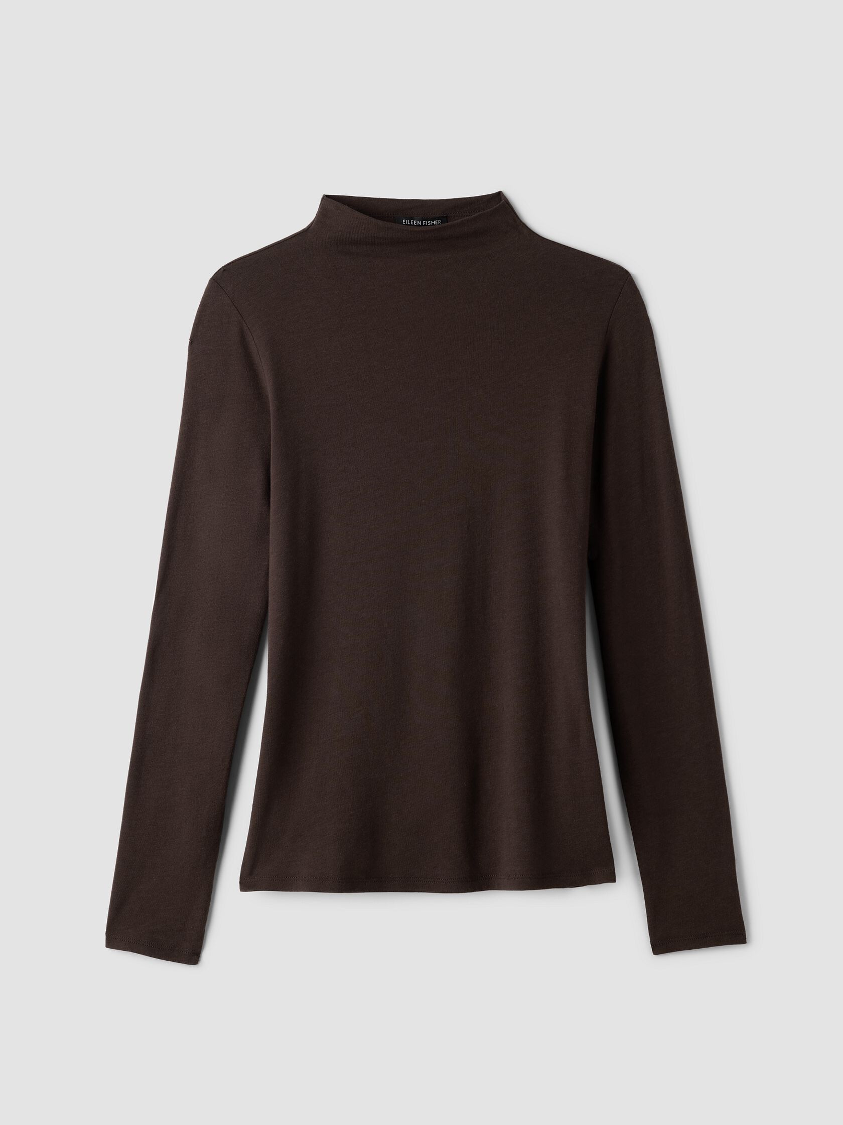 Sheer Cotton Blend Knit Funnel Neck Top