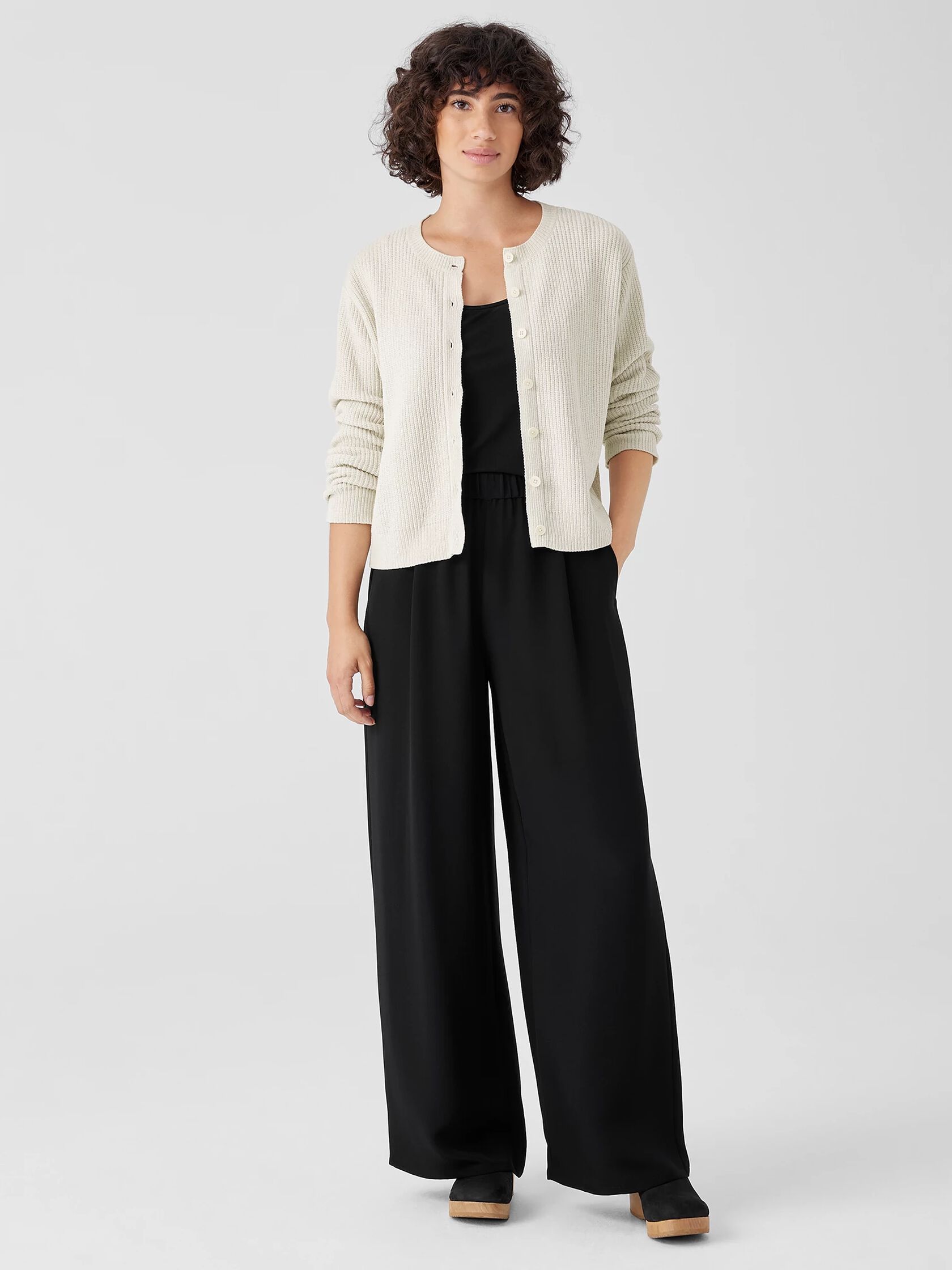 Silk Double Crepe Wide-Leg Pant