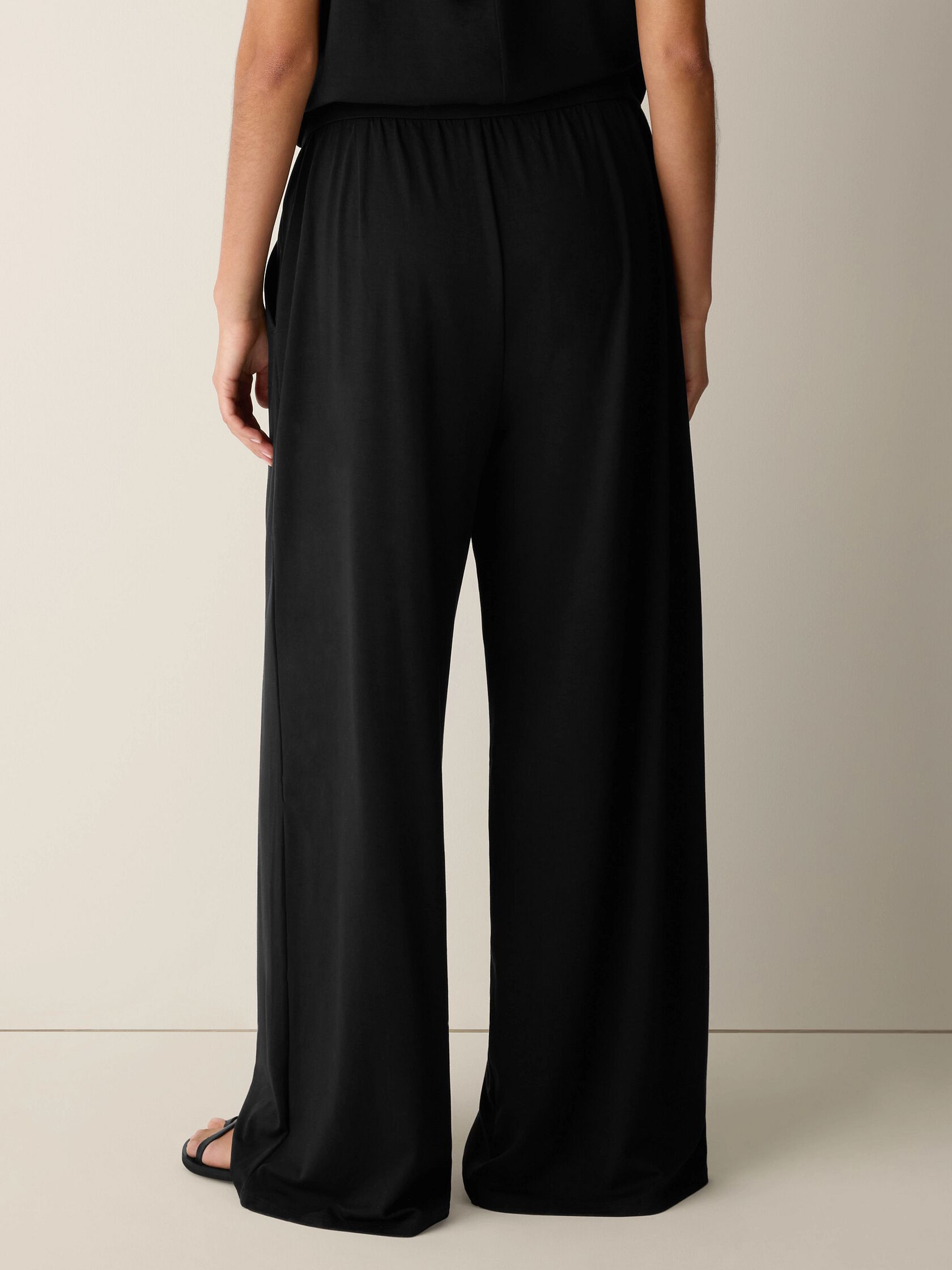 Stretch Jersey Knit Full-Length Wide Pant
