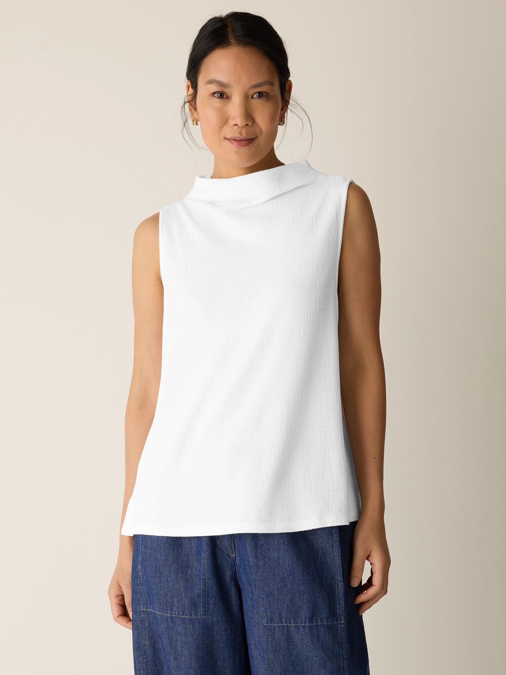 Cross Hatch Stretch Jersey Funnel Neck Tank
