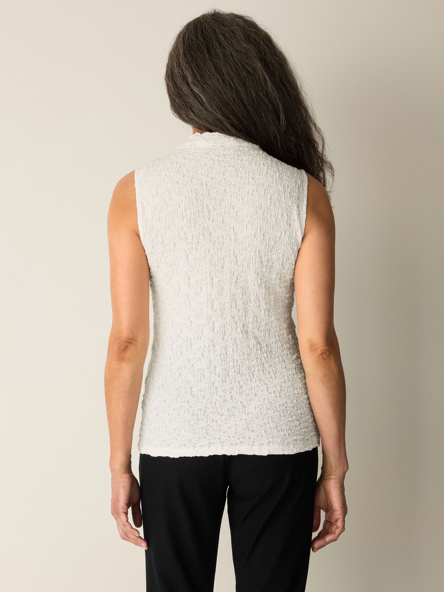 Bubble Jacquard Funnel Neck Top