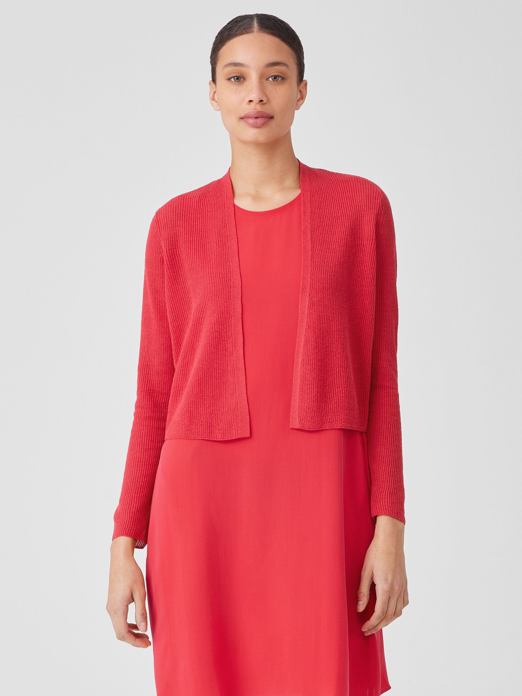 Organic Linen Cotton Airy Tuck Cropped Cardigan