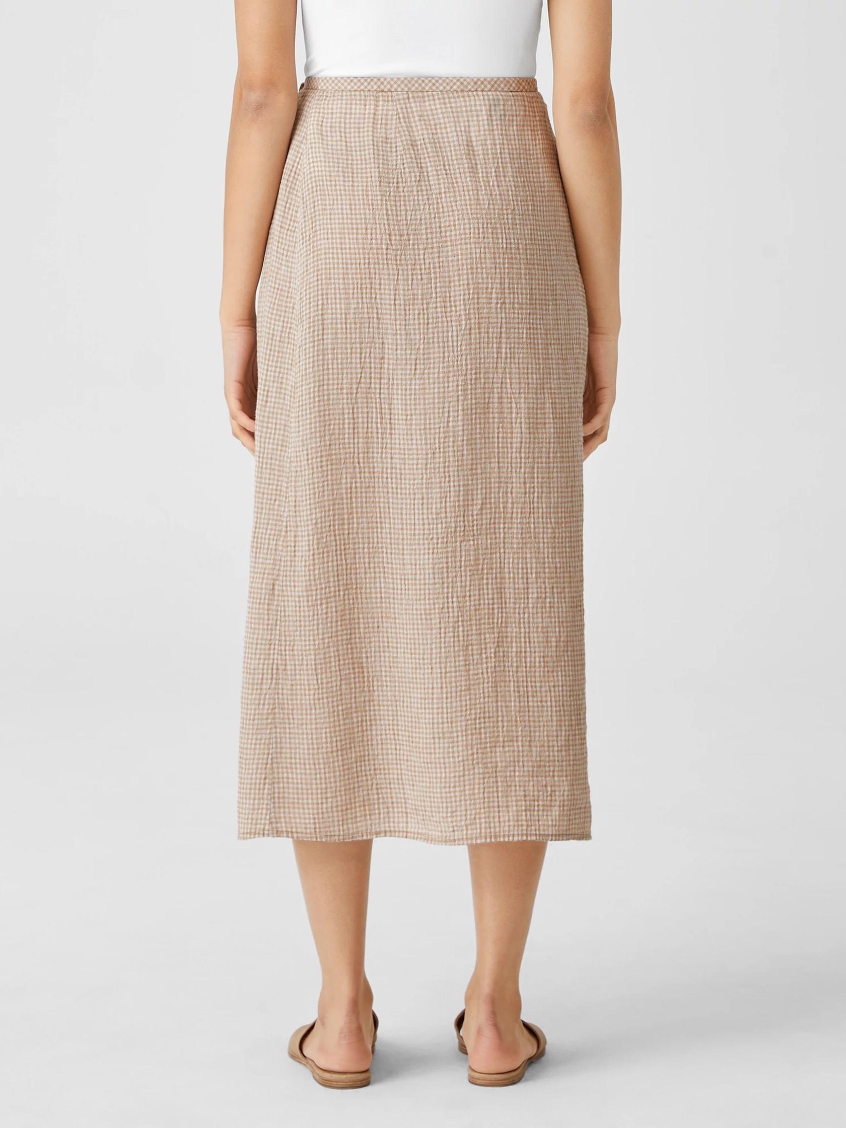 Puckered Organic Linen Wrap Skirt