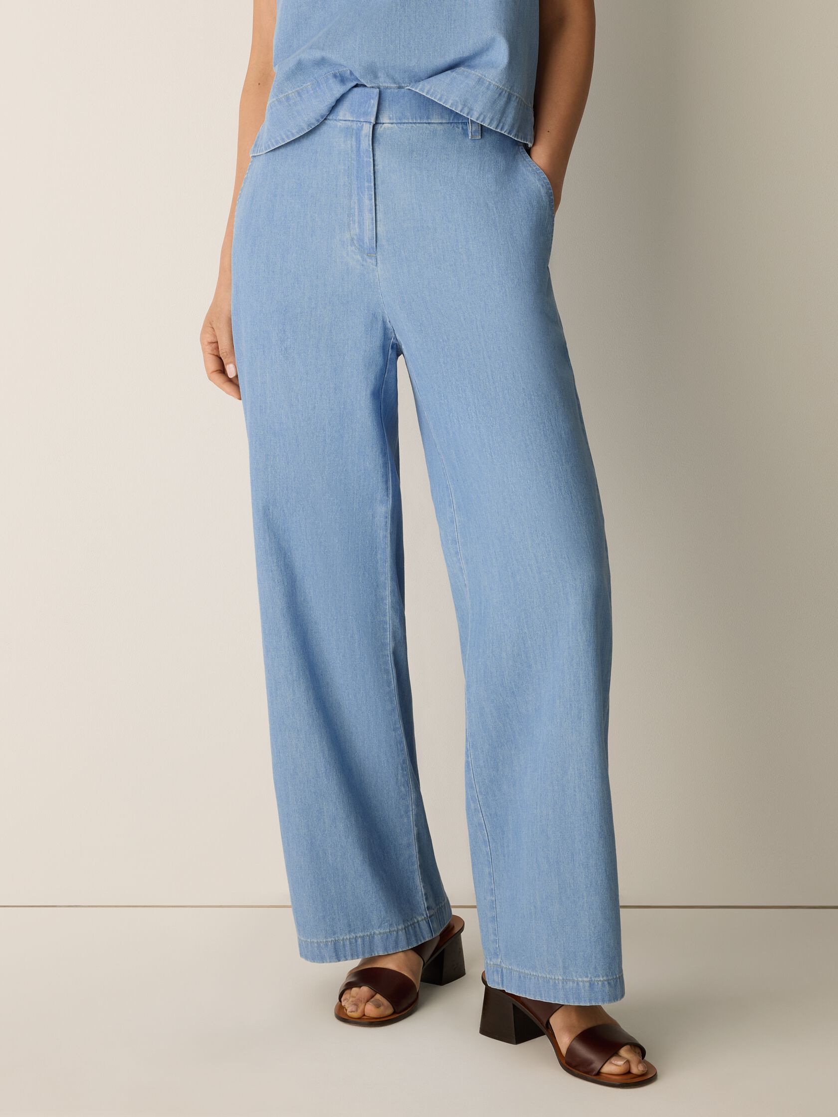 Lightweight Organic Cotton Denim Full-Length Trouser