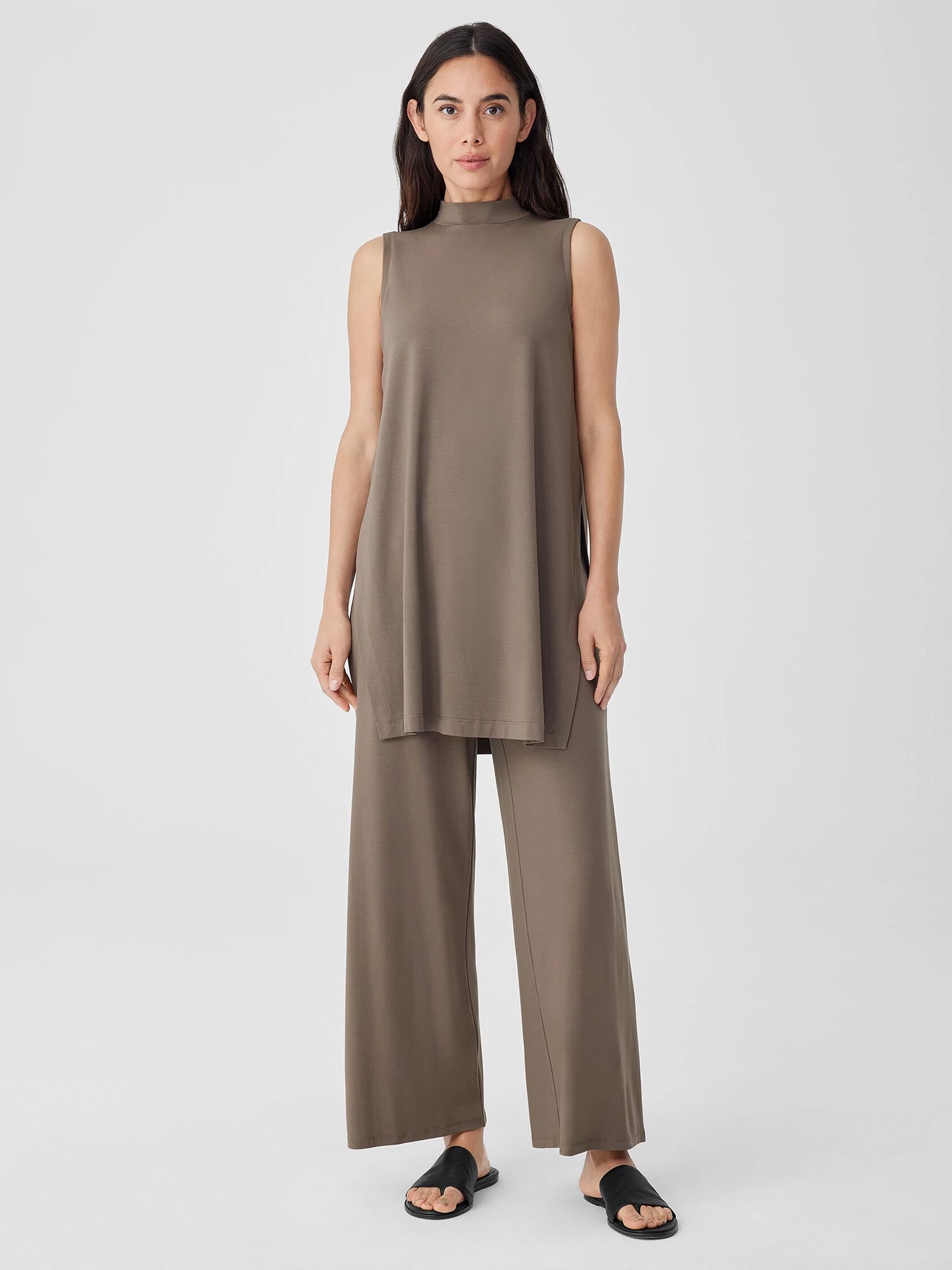 Stretch Jersey Knit Wide-Leg Pant