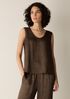 Textured Satin Curved V-Neck Tank