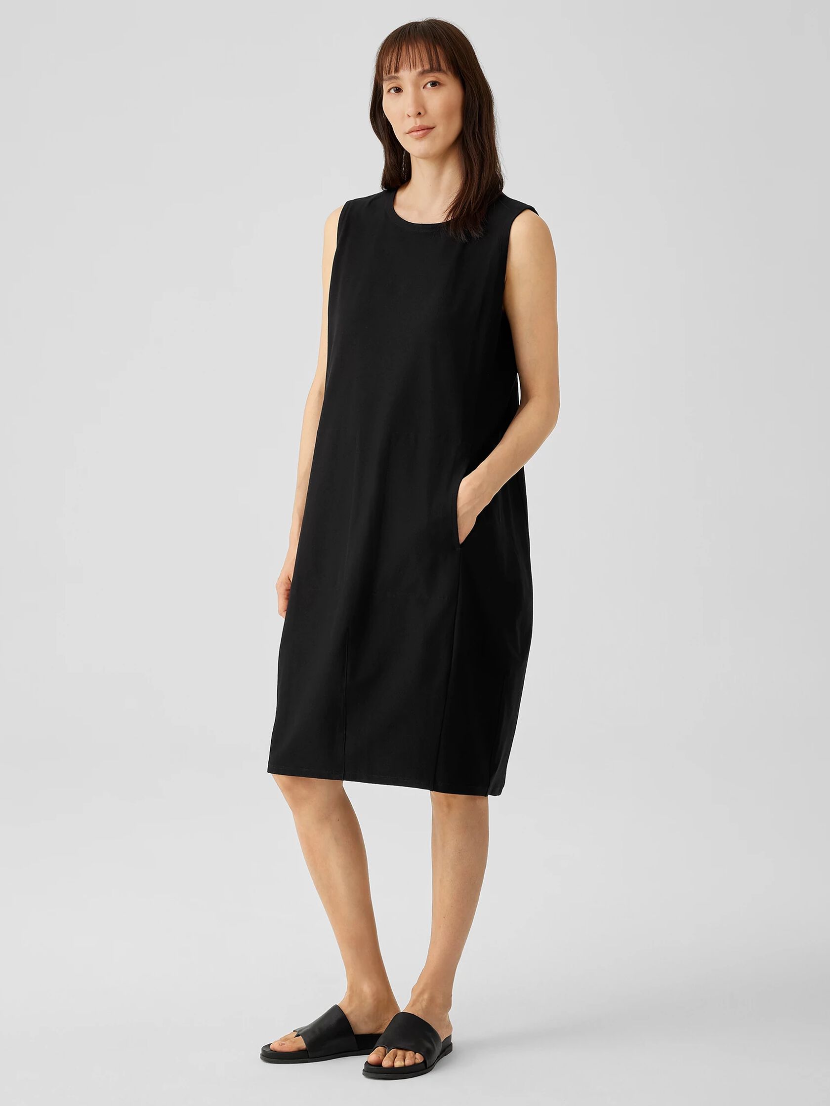 Washable Stretch Crepe Lantern Dress