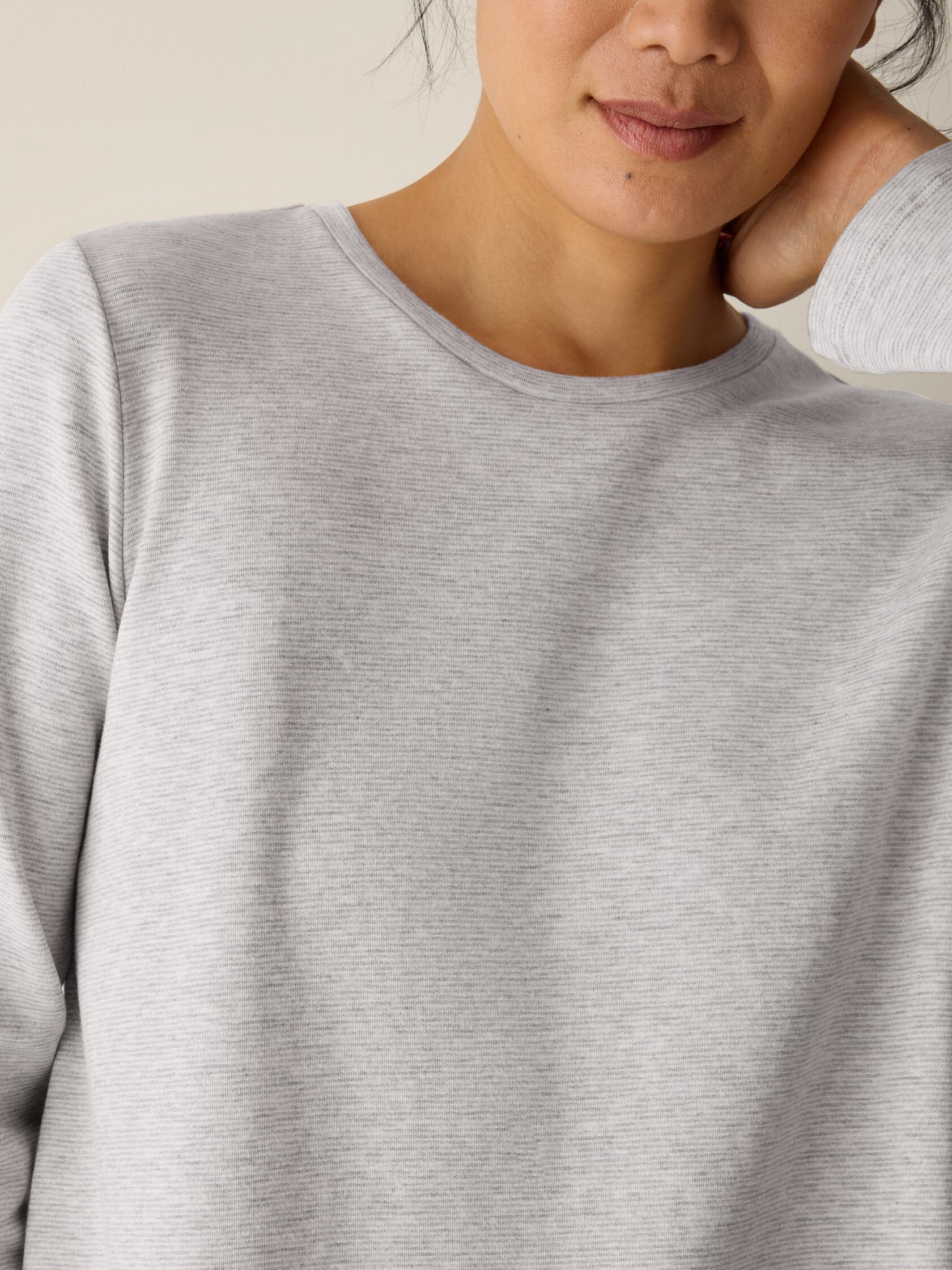 Striped Cozy Brushed Terry Long Top