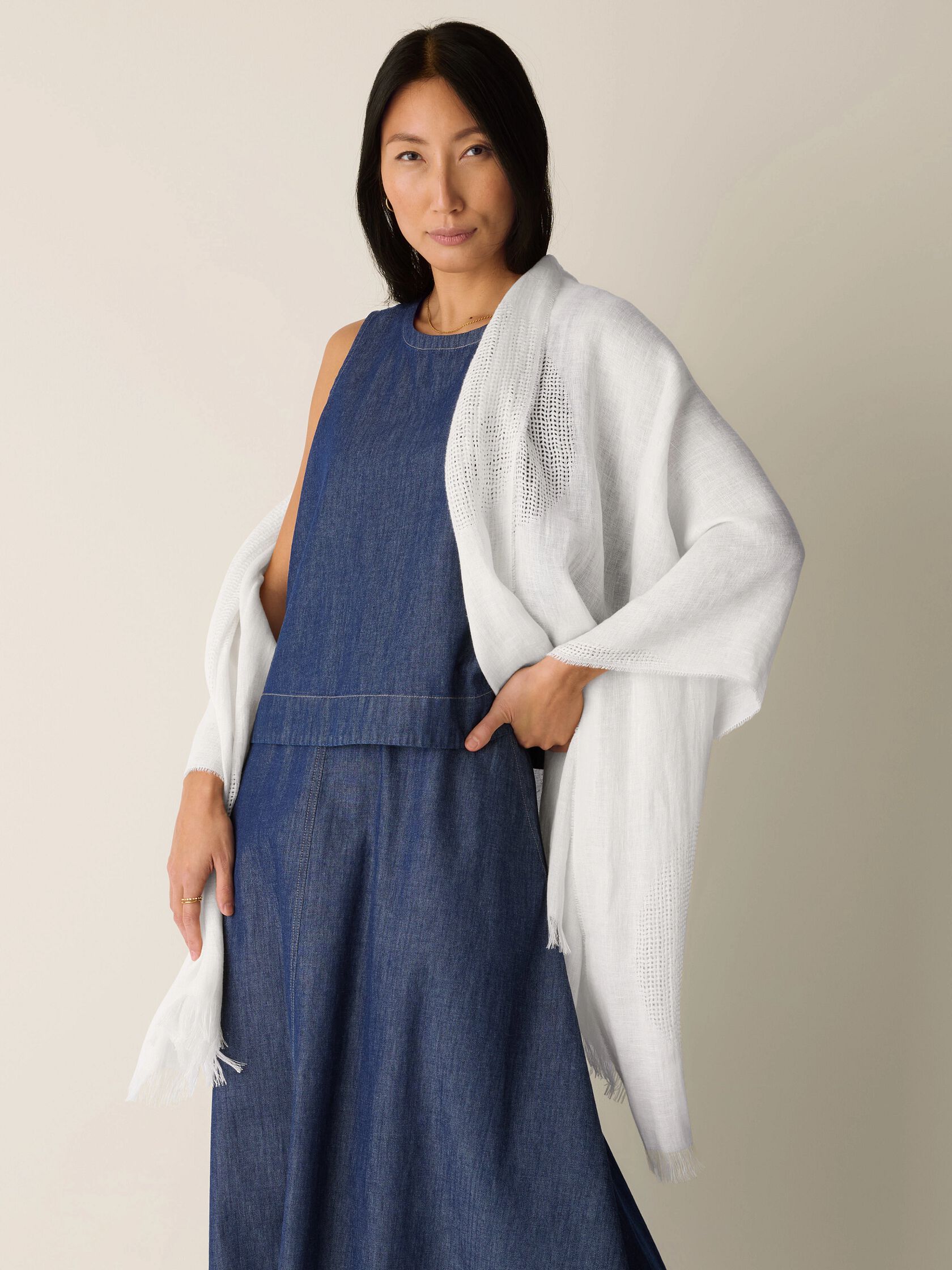 Organic Linen Circles Scarf