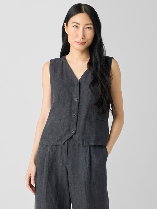 Washed Organic Linen Délavé Vest