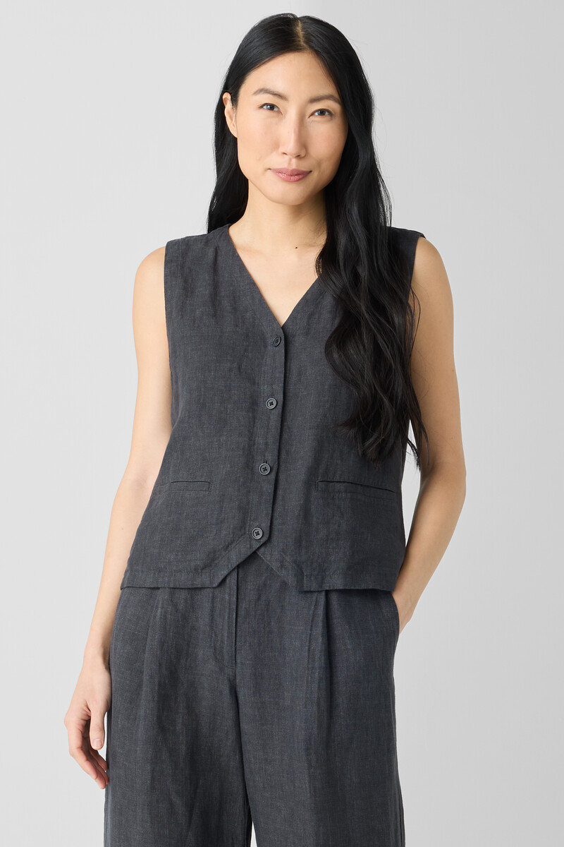 Washed Organic Linen Délavé Vest Washed Organic Linen Délavé Vest