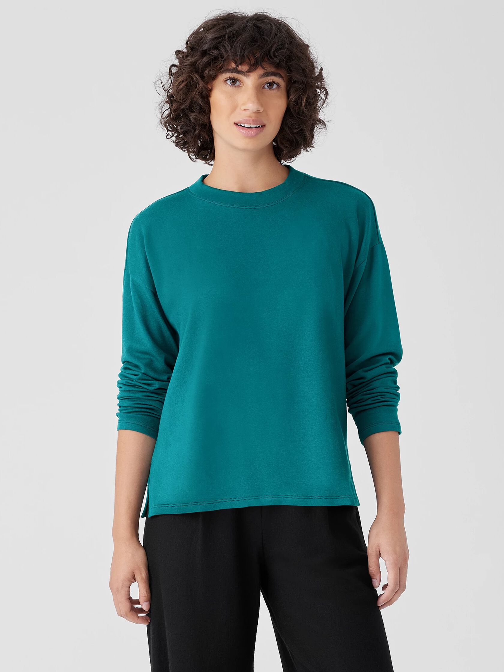 Cozy Brushed Terry Hug Crew Neck Top