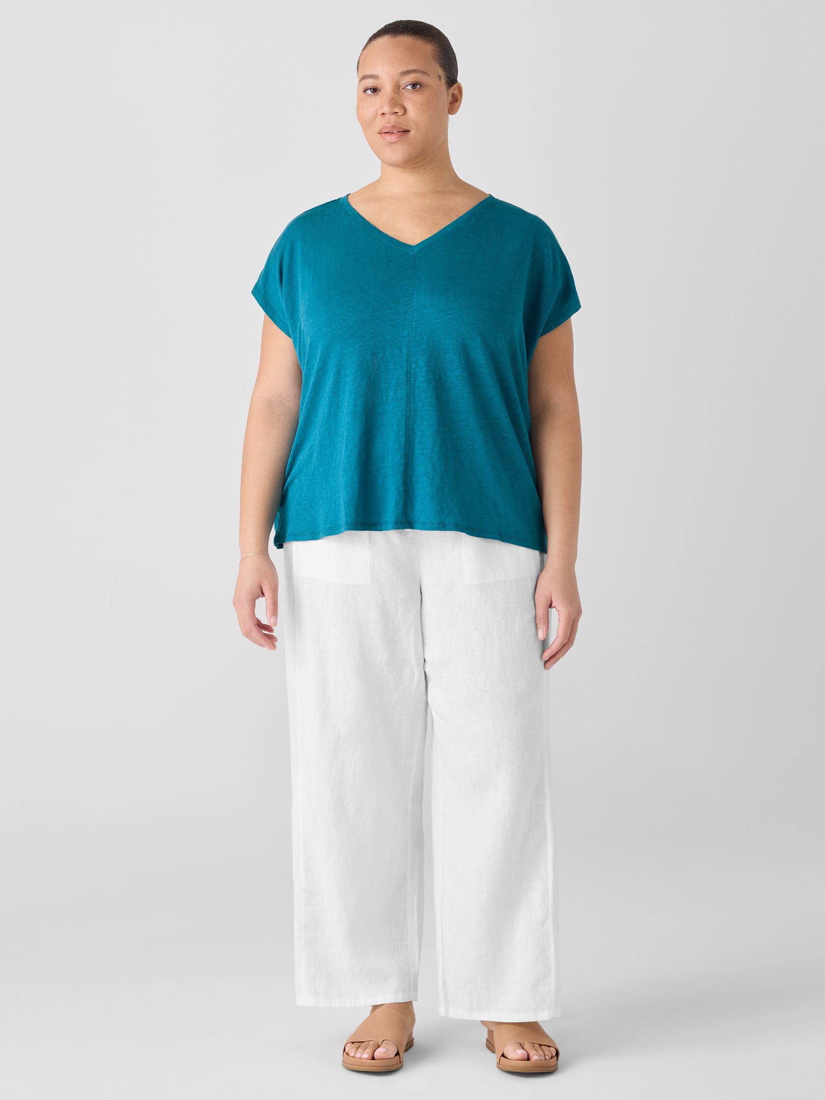 Organic Linen Jersey V-Neck Tee