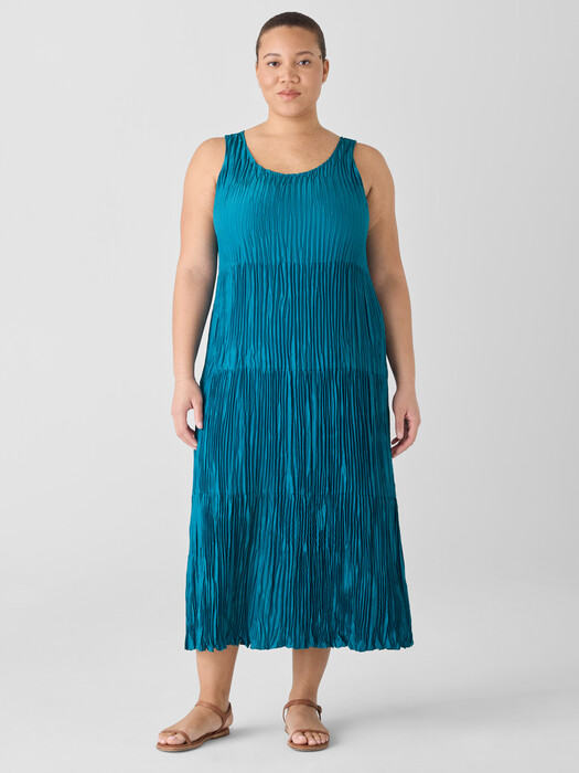 Crushed Silk Tiered Dress | EILEEN FISHER Crushed Silk Tiered Dress | EILEEN FISHER