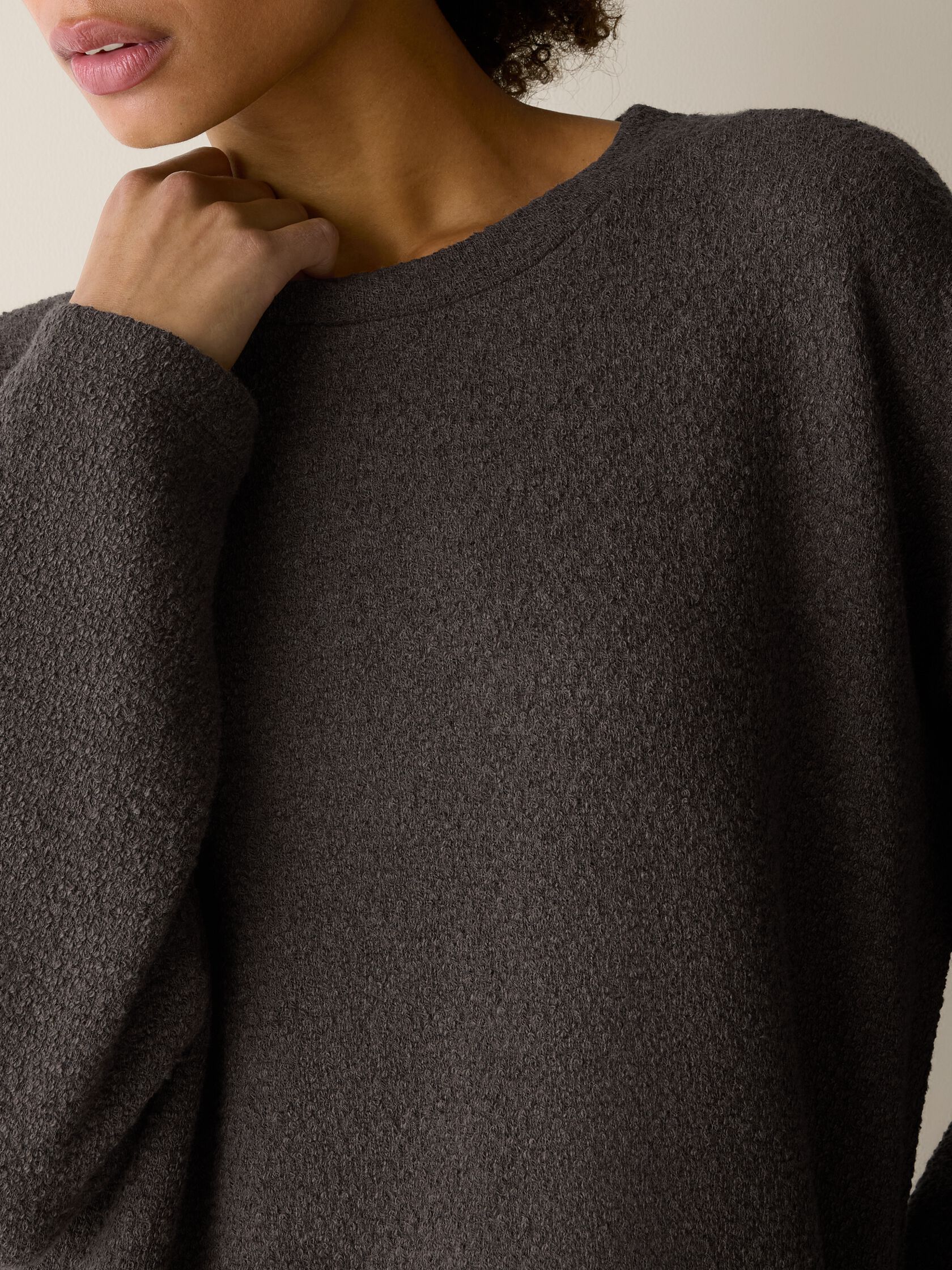 Organic Cotton Boucle Knit Crew Neck Top
