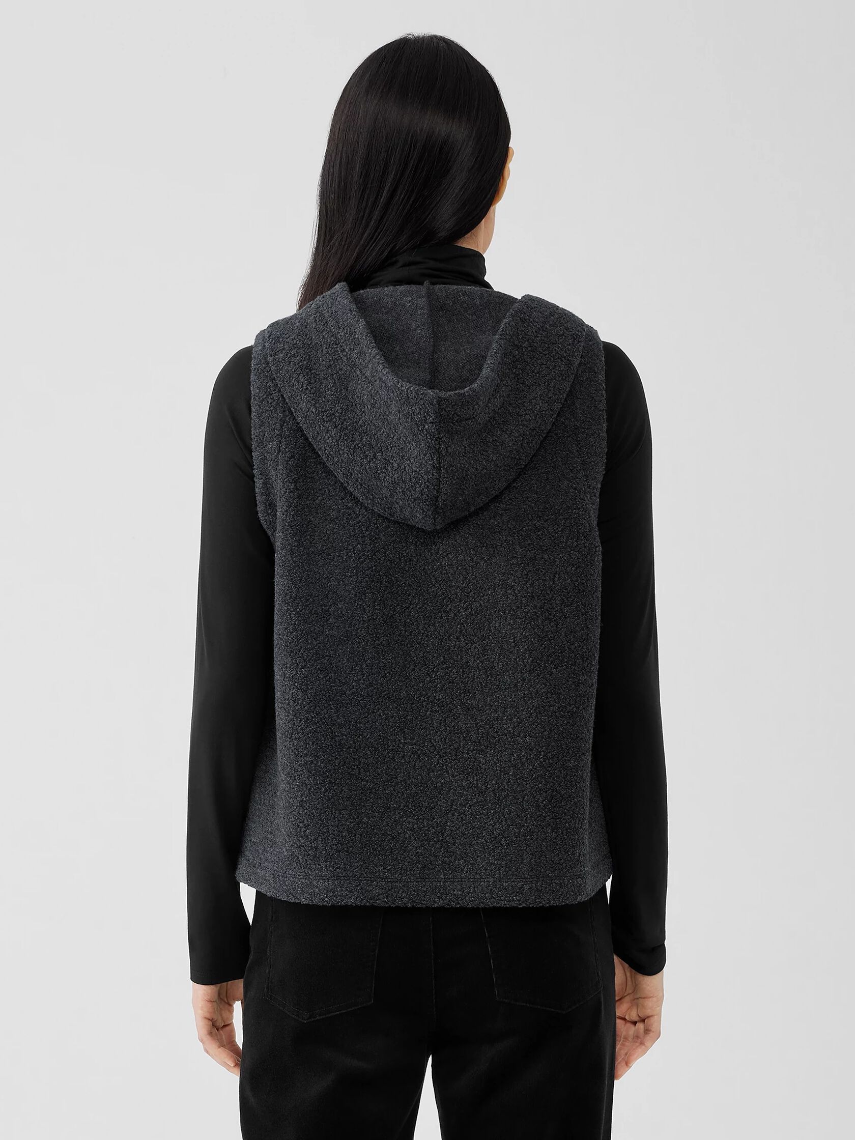 Boucle Wool Knit Hooded Vest