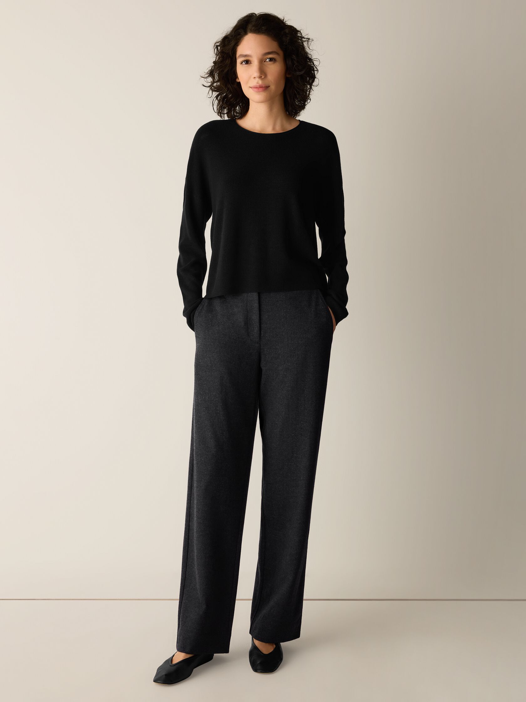 Superfine Merino Crew Neck Top in Regenerative Wool