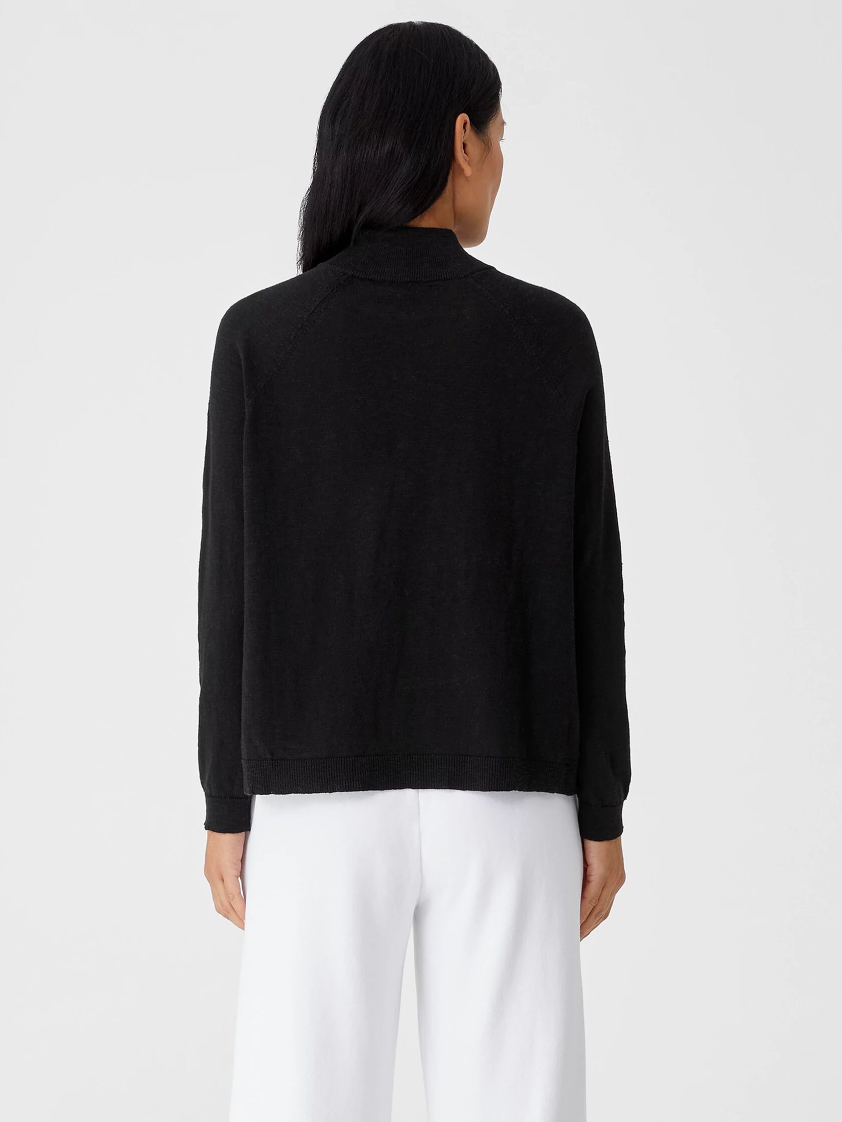 Organic Cotton Linen Slub Funnel Neck Box-Top