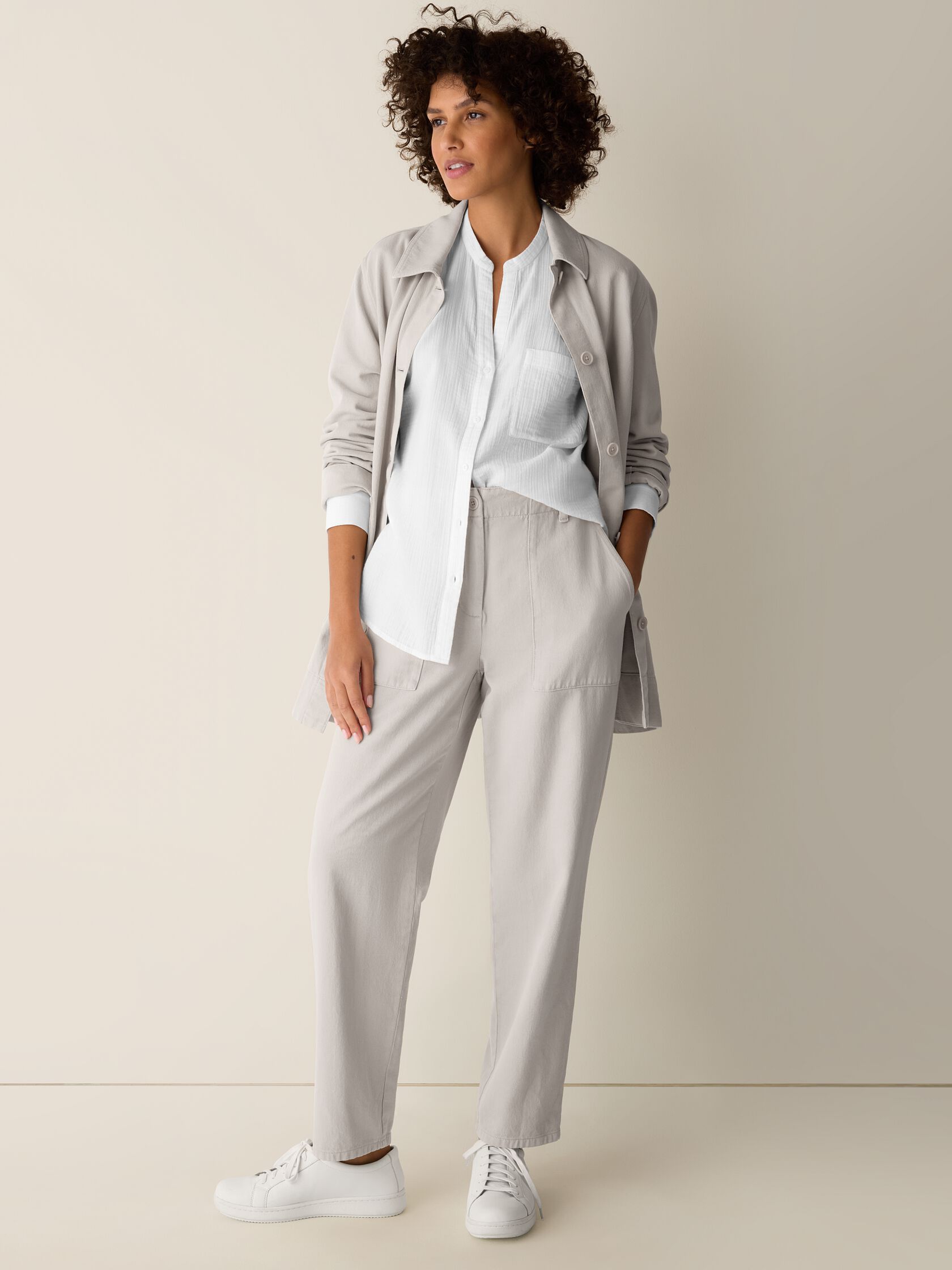 Garment-Dyed Utility Cotton Tapered Pant