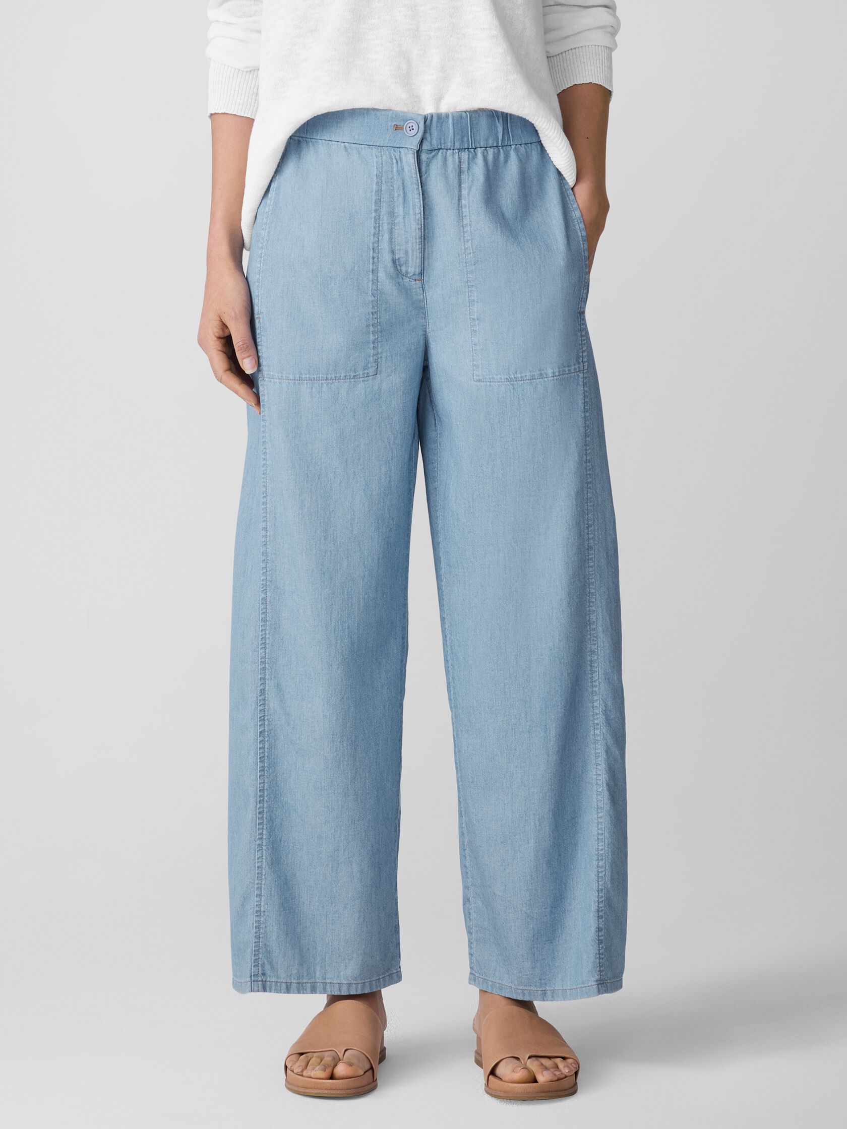 Airy Organic Cotton Twill Wide-Leg Pant