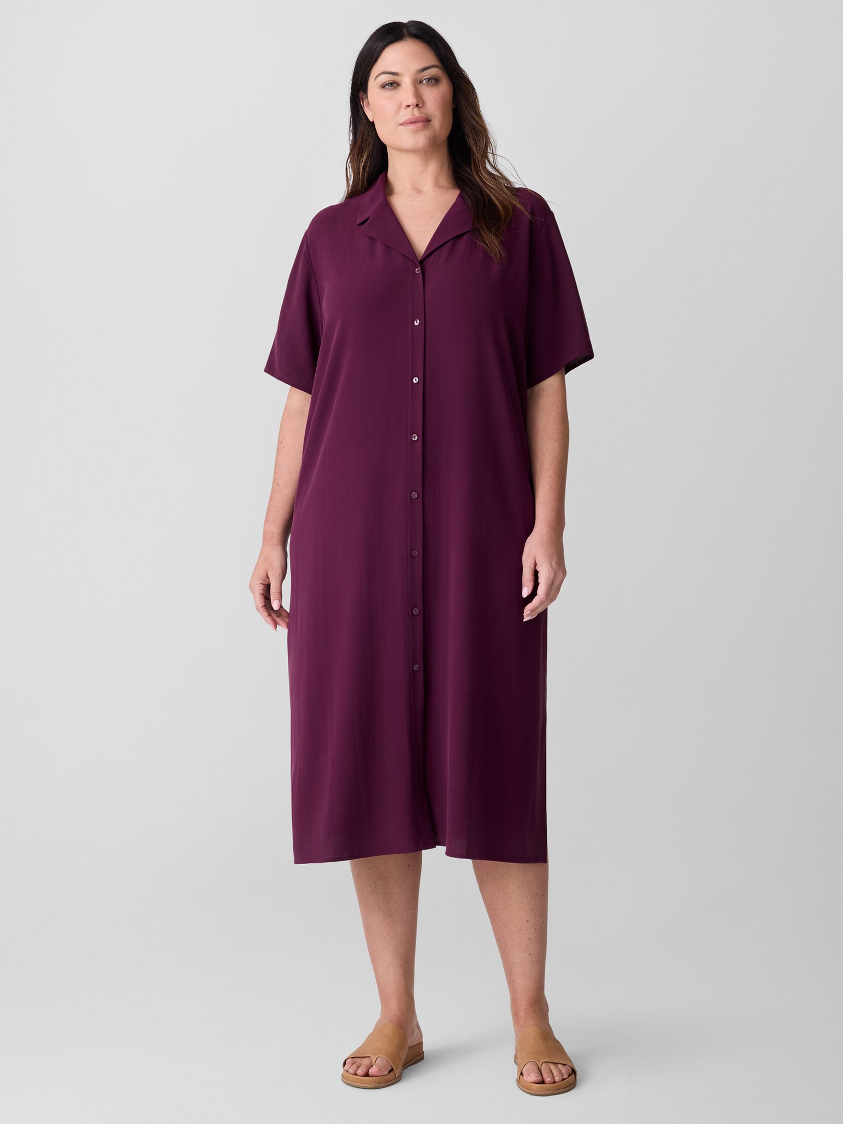 Silk Georgette Crepe Shirtdress