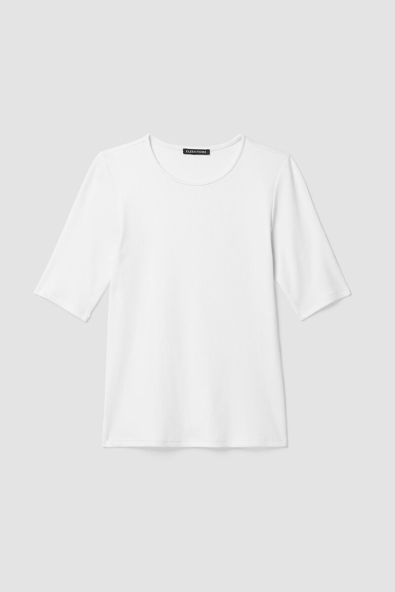 Organic Cotton Stretch Rib Crew Neck Top Organic Cotton Stretch Rib Crew Neck Top