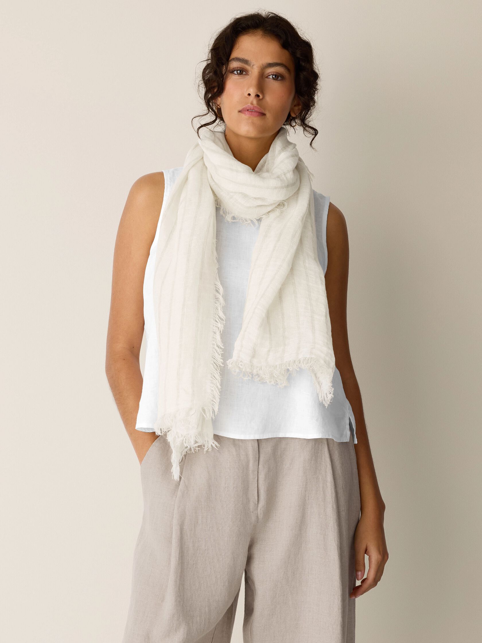 Striped Organic Linen Scarf